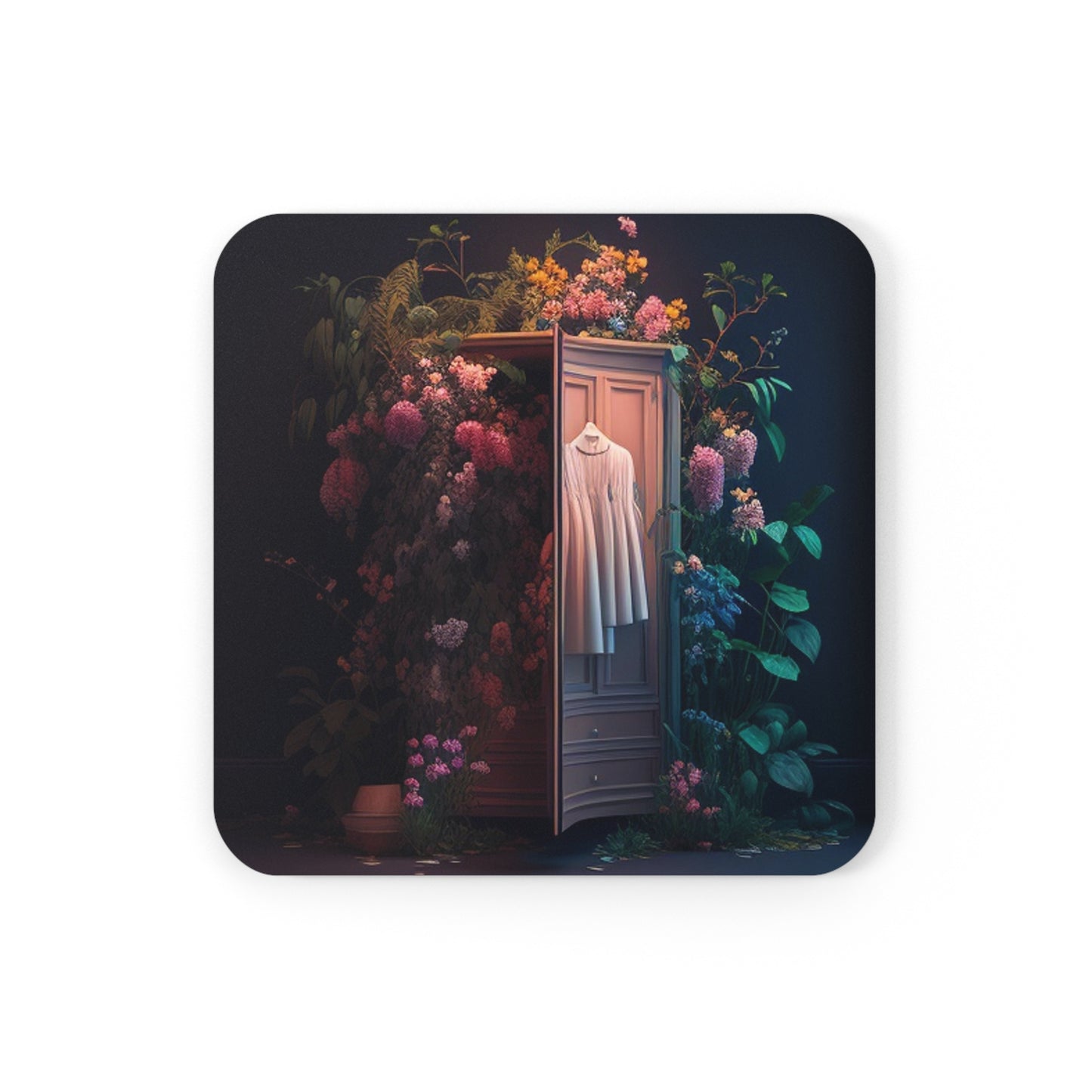 Cork Back Coaster A Wardrobe Surrounded by Flowers 3