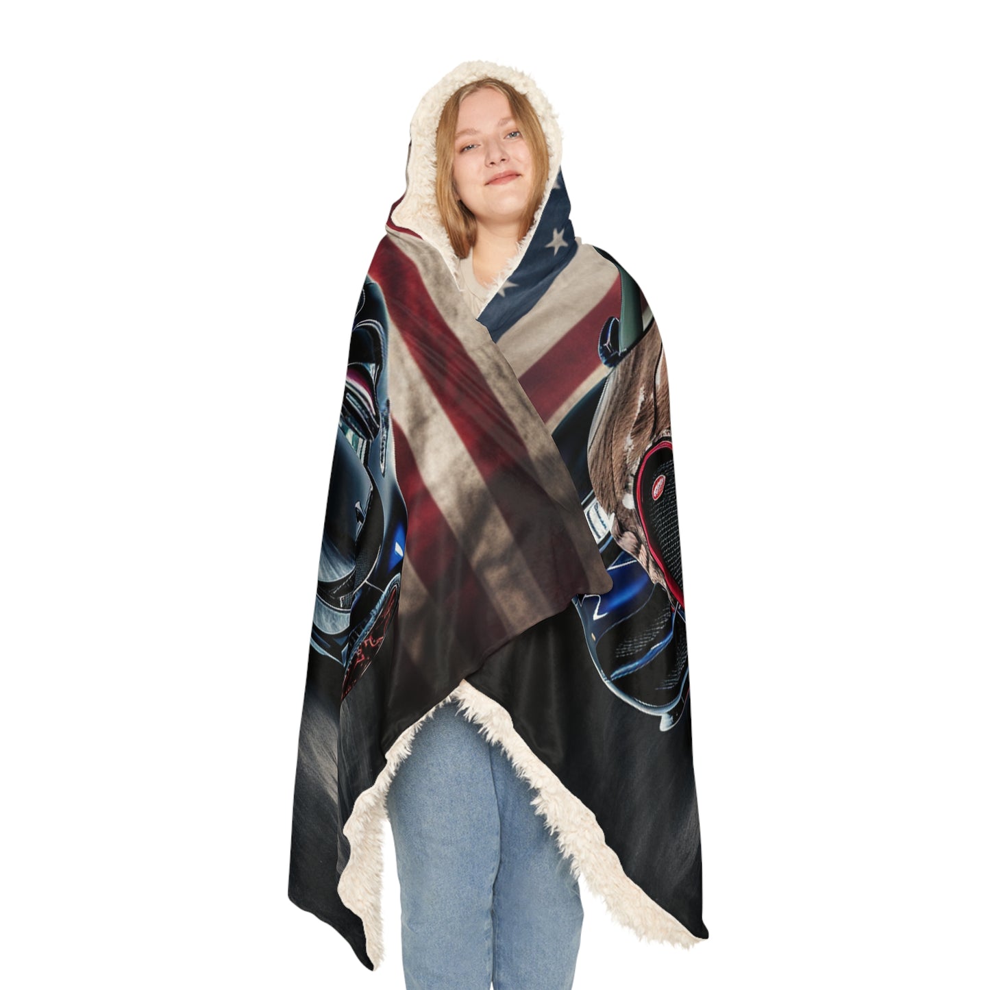 Snuggle Hooded Blanket Bugatti American Flag 4