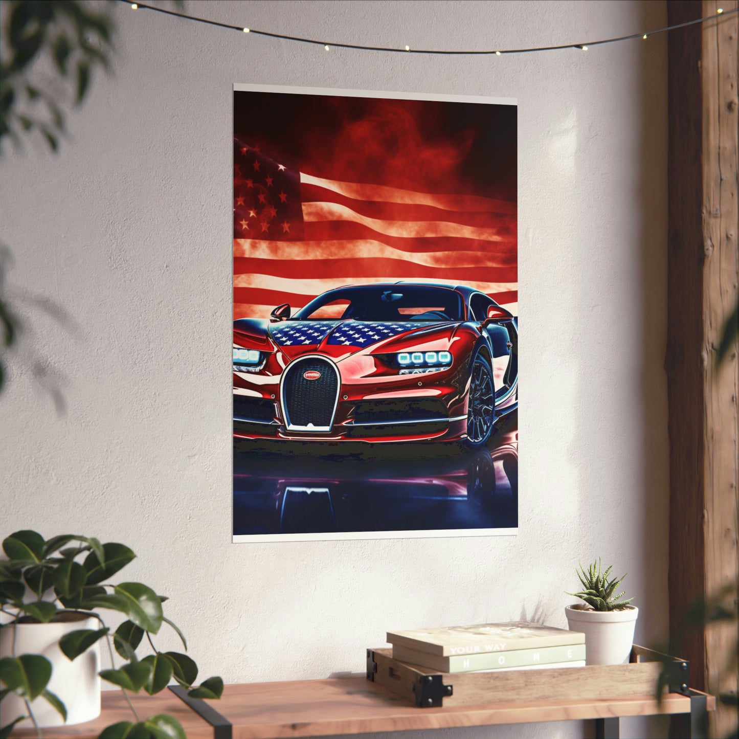 Premium Matte Vertical Posters Abstract American Flag Background Bugatti 3