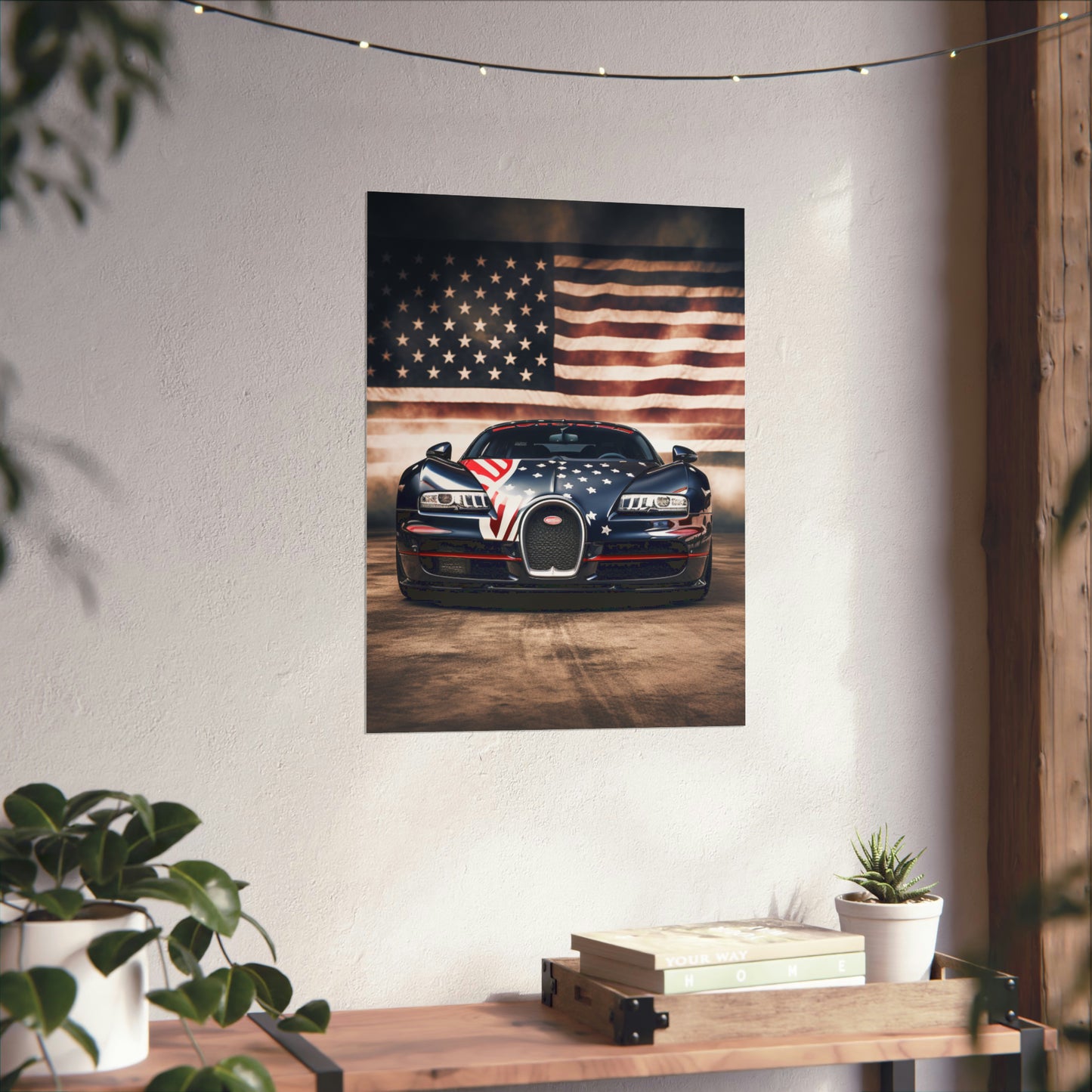 Premium Matte Vertical Posters Bugatti American Flag 2