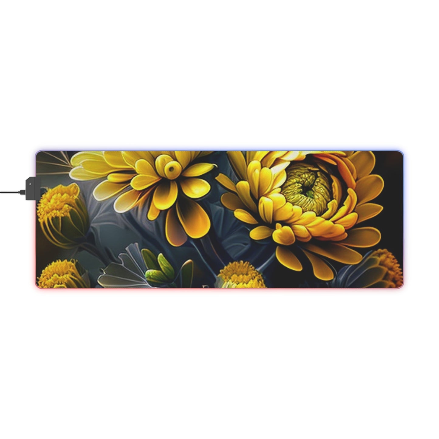 LED Gaming Mouse Pad Yellow Hermosas Flores Amarillas 4