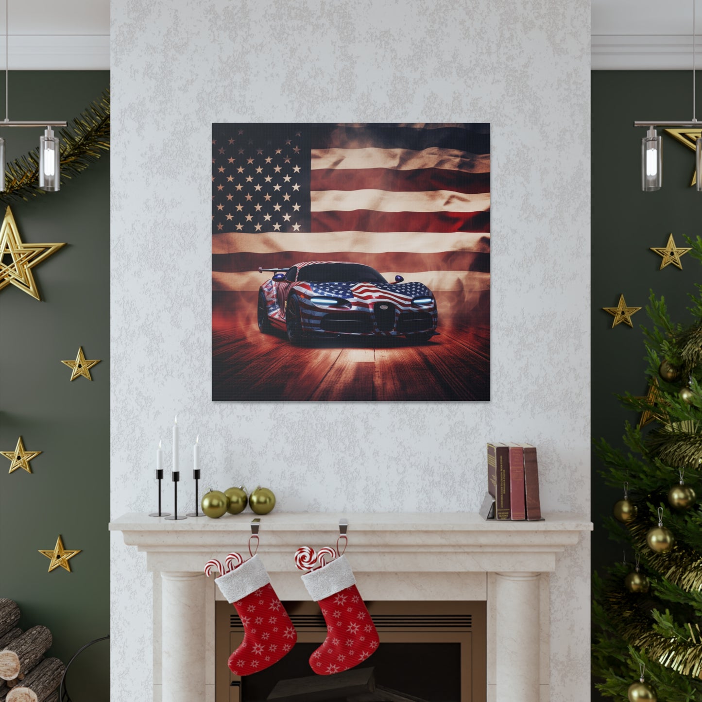 Canvas Gallery Wraps Abstract American Flag Background Bugatti 2