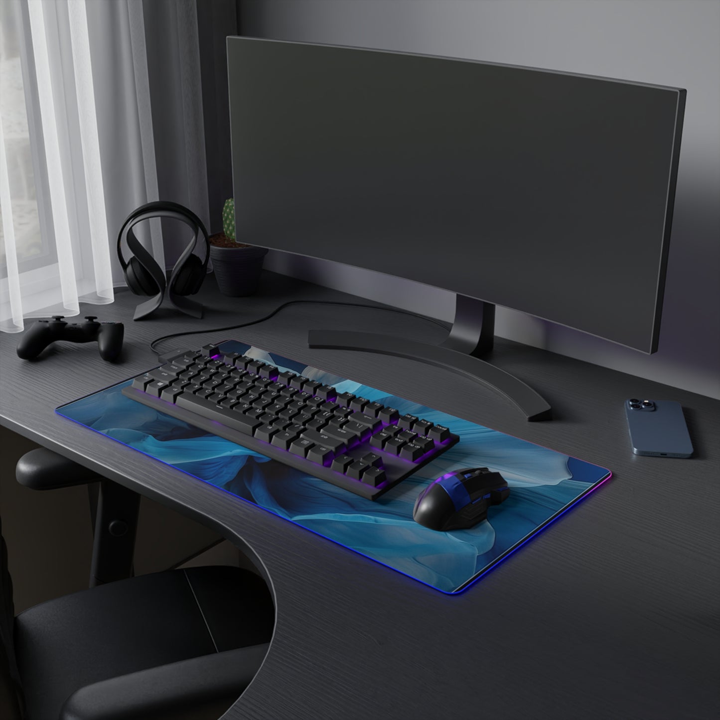 LED Gaming Mouse Pad Blue Tluip Abstract 2
