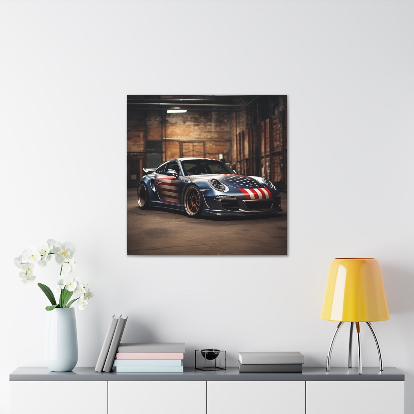 Canvas Gallery Wraps American Flag Porsche 1