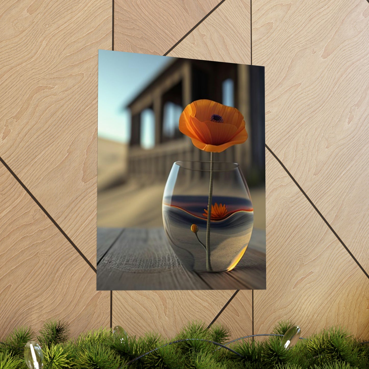 Premium Matte Vertical Posters Poppy in a Glass Vase 4