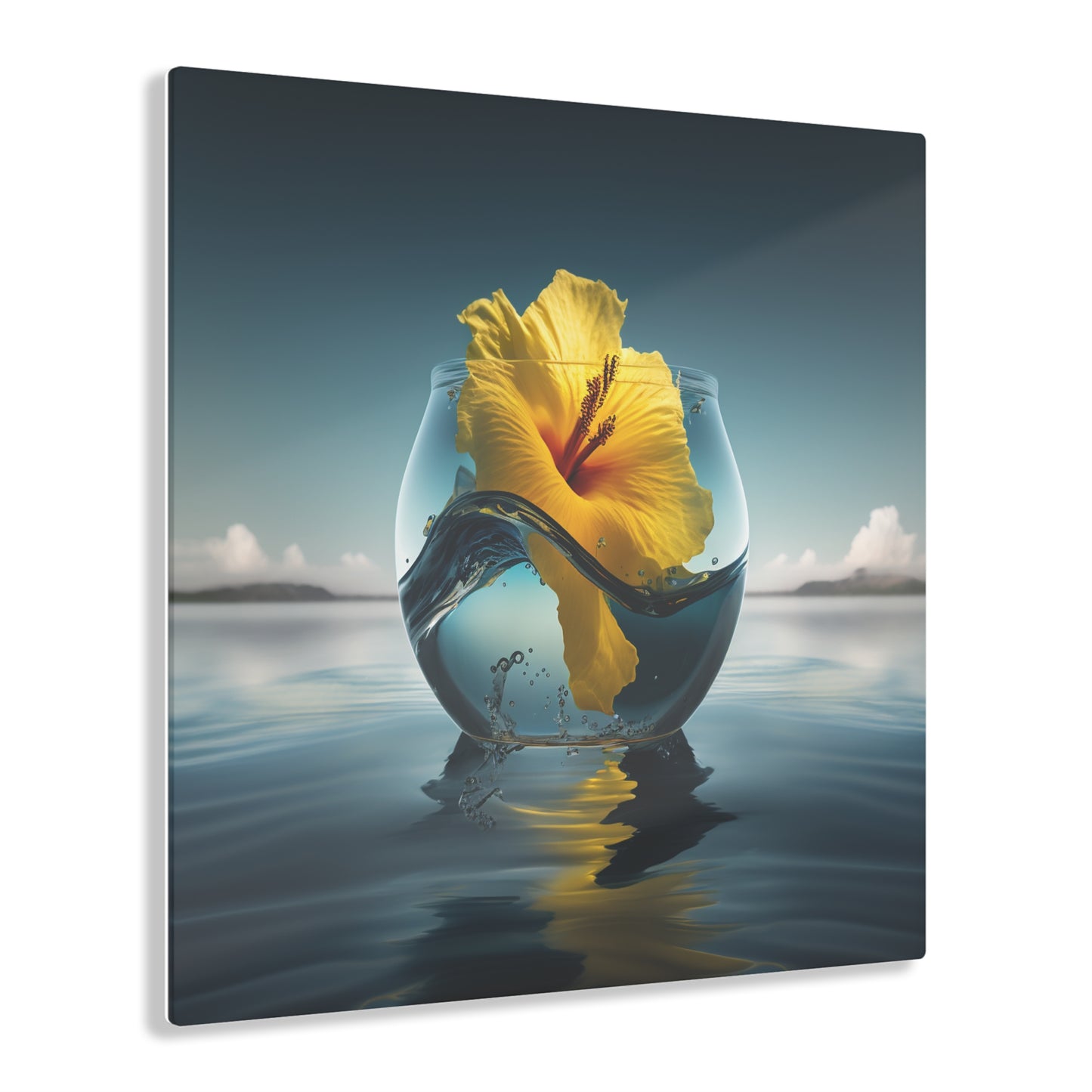 Acrylic Prints Yellow Hibiscus glass 4