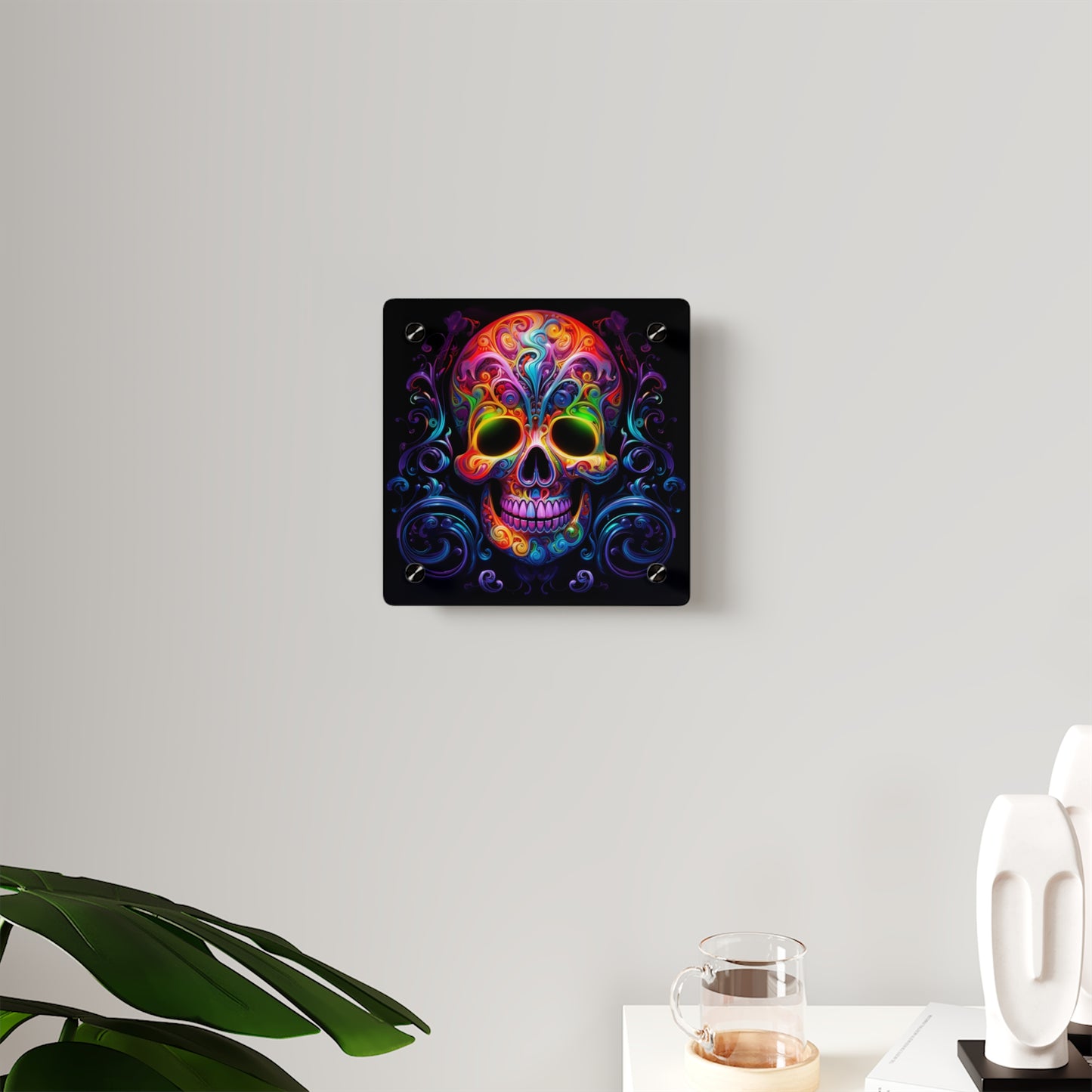 Acrylic Wall Art Panels Macro Skull Color 2