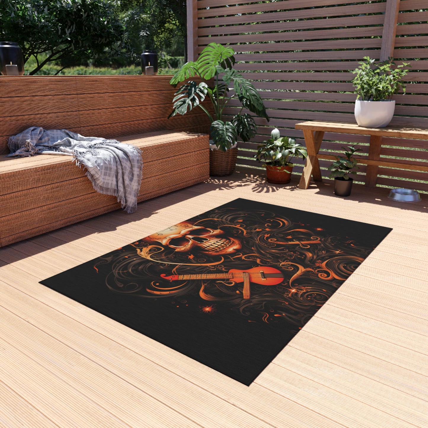 Outdoor Rug  Skull Treble Clef 4