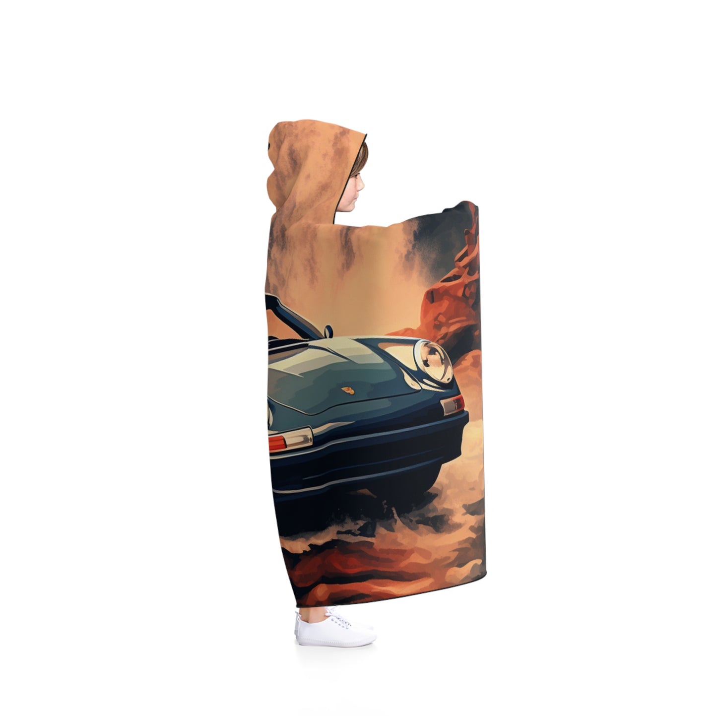 Hooded Blanket American Flag Porsche Abstract 3