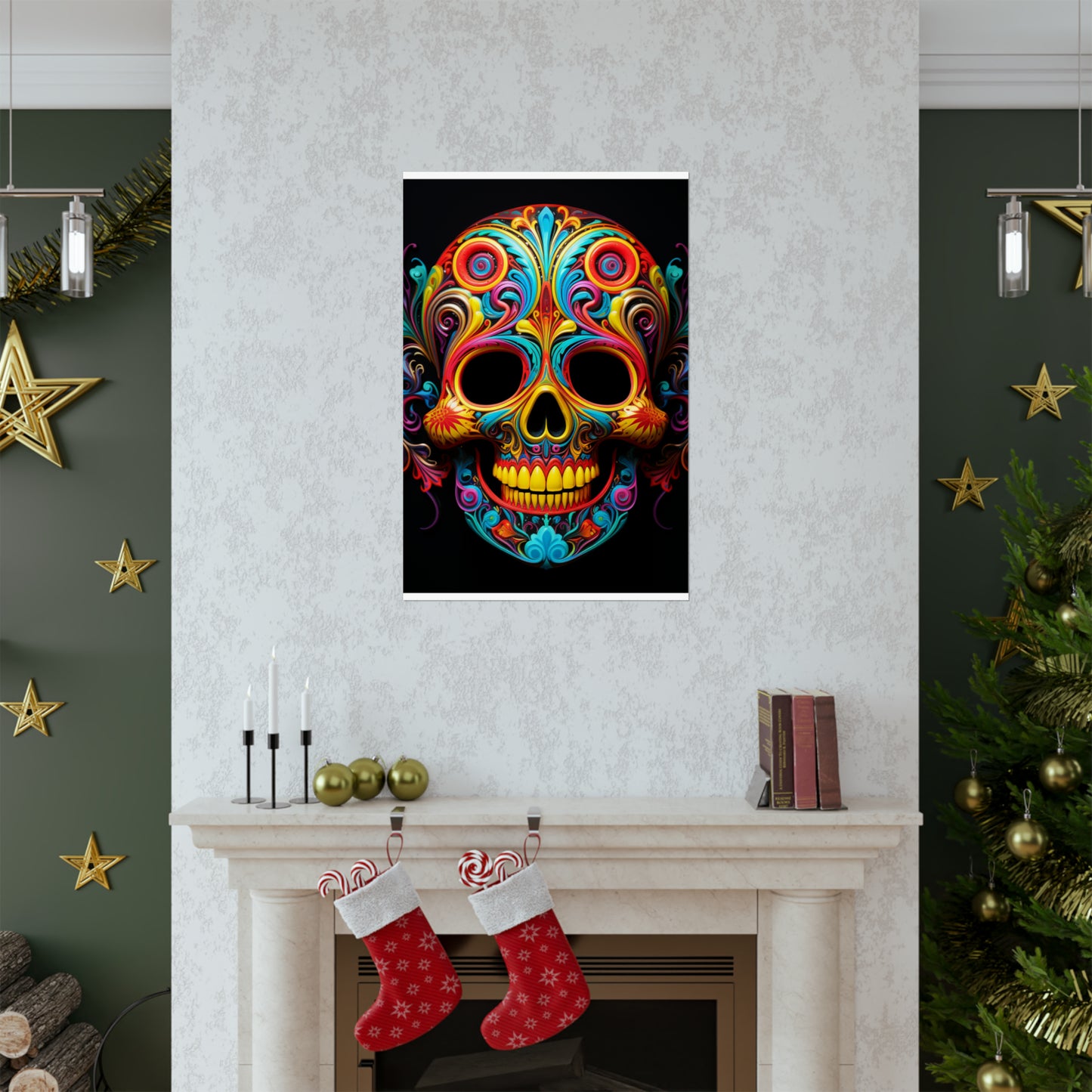 Premium Matte Vertical Posters Macro Skull Color 1