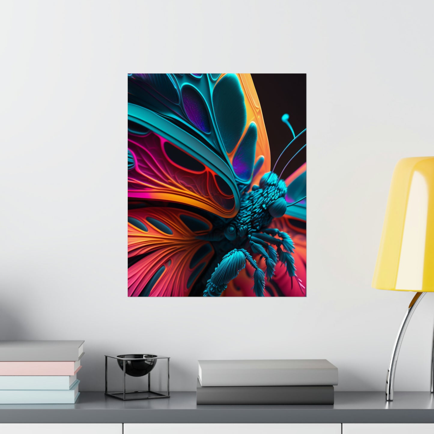 Premium Matte Vertical Posters Neon Butterfly Macro 4