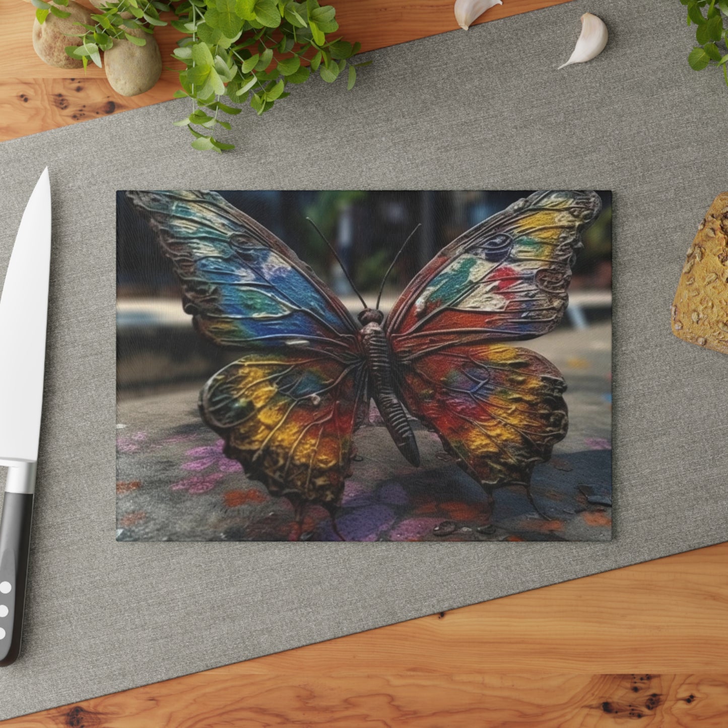 Glass Cutting Board Liquid Street Butterfly 3