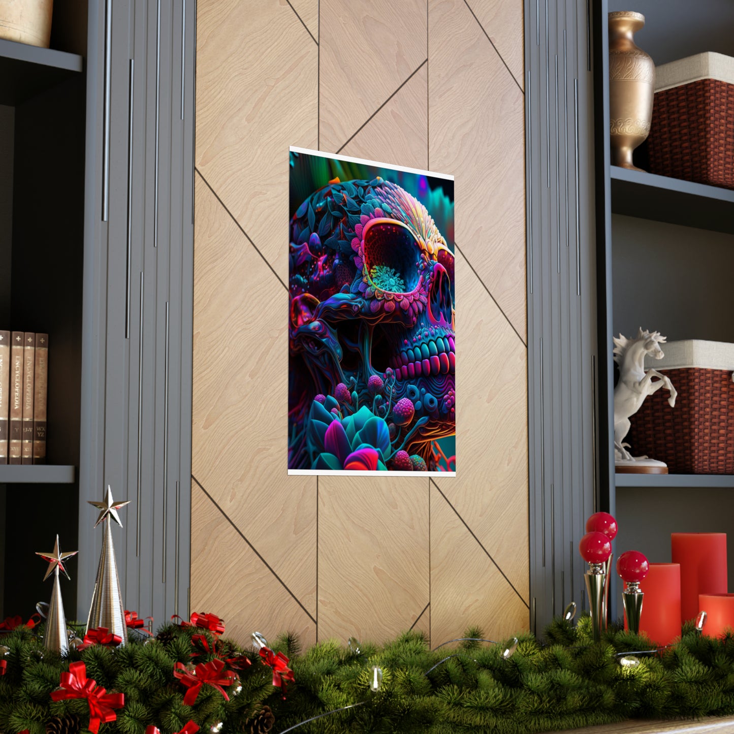 Premium Matte Vertical Posters Florescent Skull Death 3