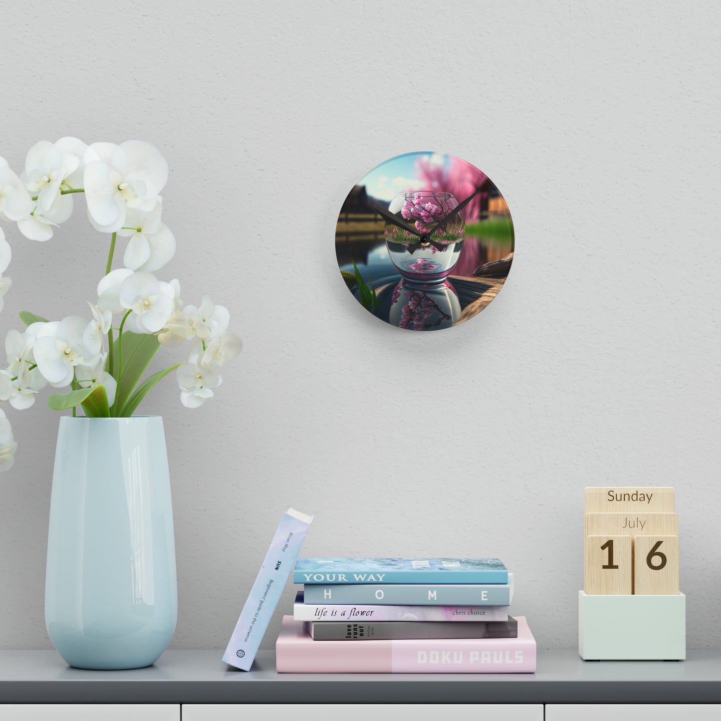 Acrylic Wall Clock Cherry Blossom 2