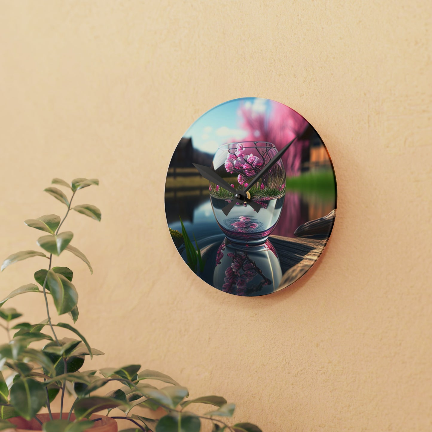 Acrylic Wall Clock Cherry Blossom 2