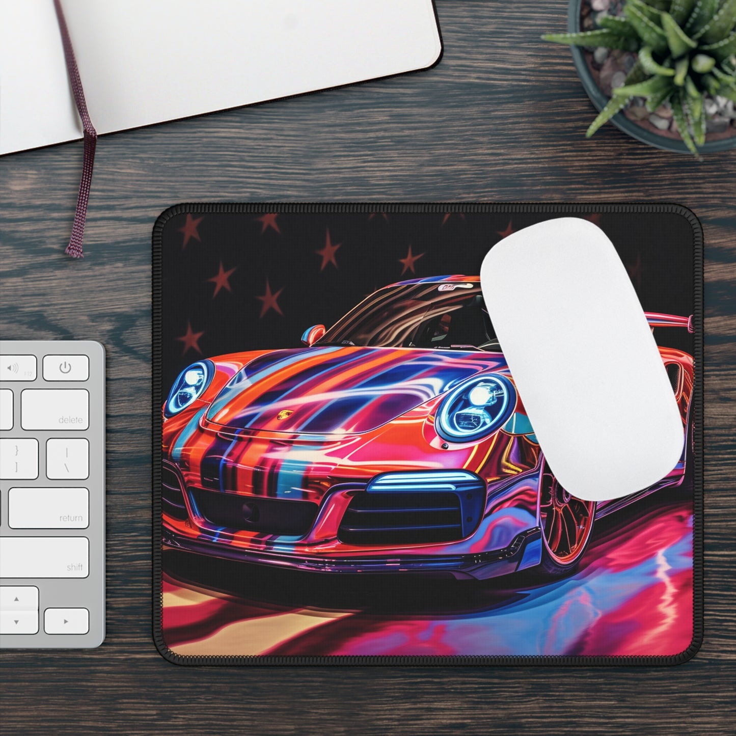 Gaming Mouse Pad  Macro American Flag Porsche 4