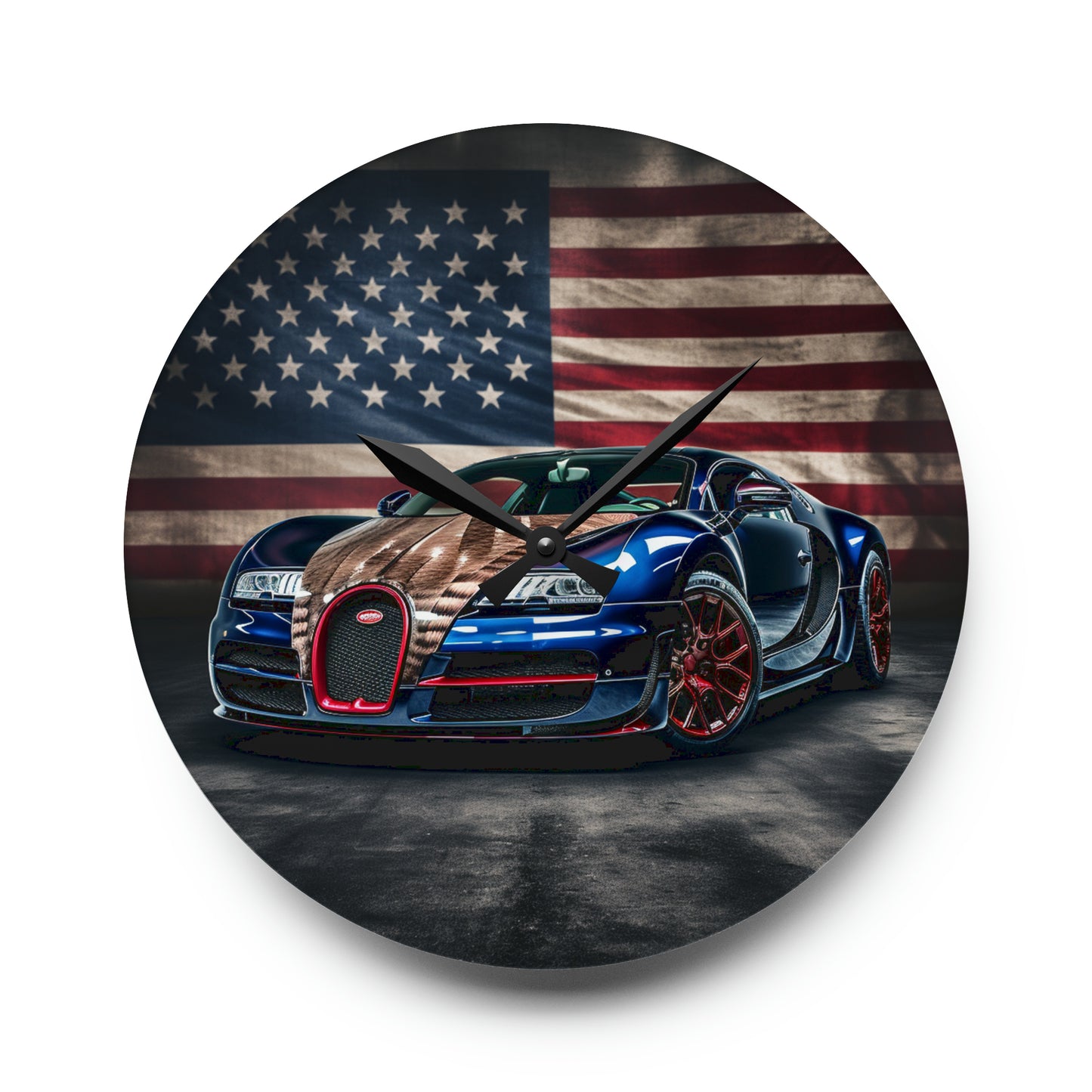 Acrylic Wall Clock Bugatti American Flag 4