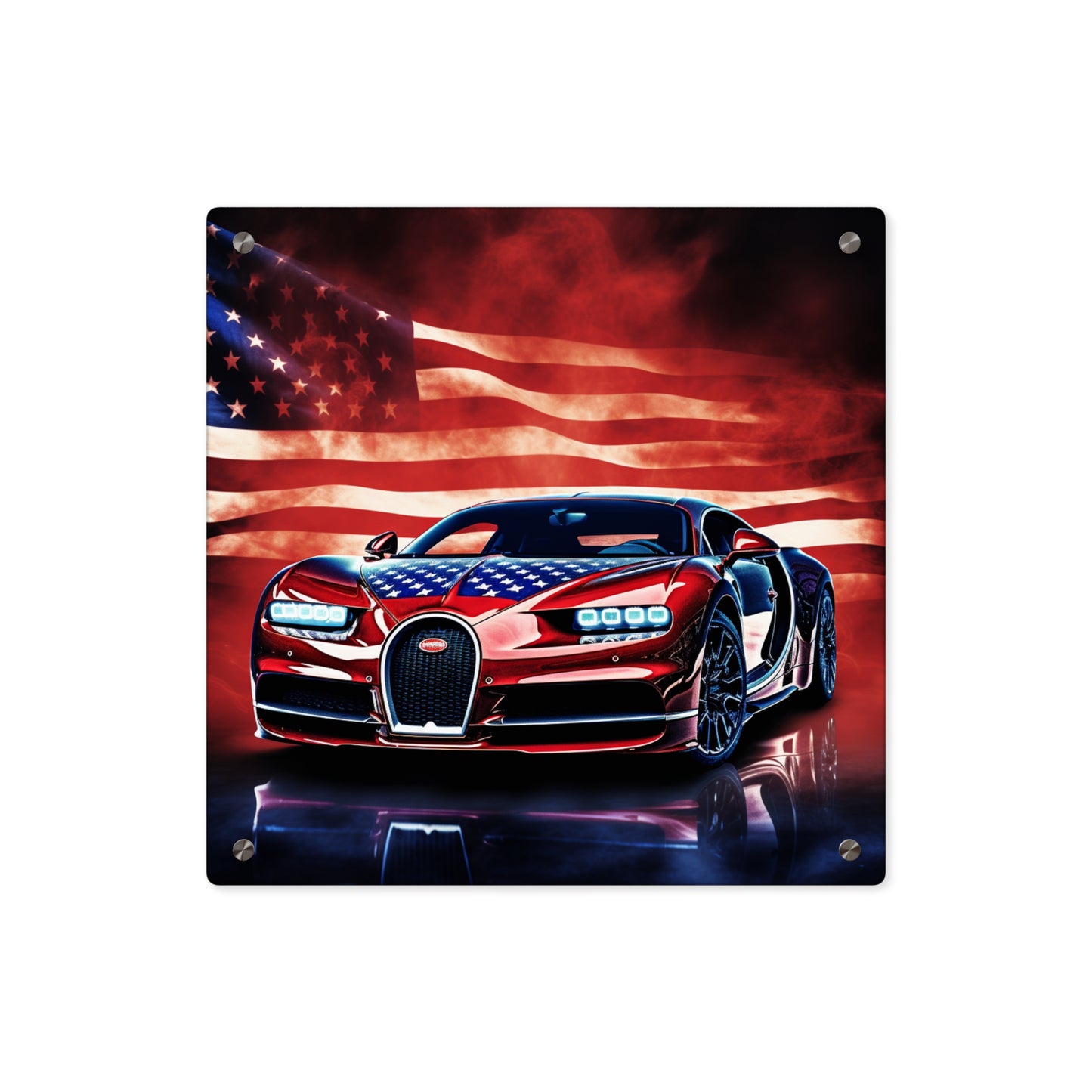 Acrylic Wall Art Panels Abstract American Flag Background Bugatti 3