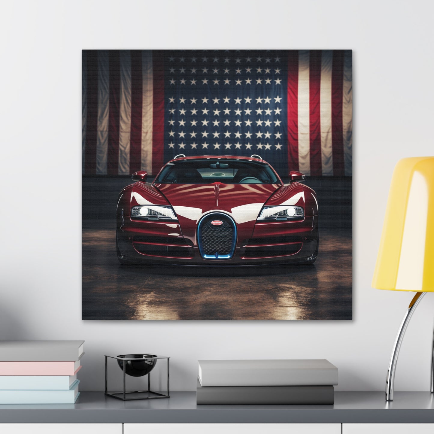 Canvas Gallery Wraps American Flag Background Bugatti 1