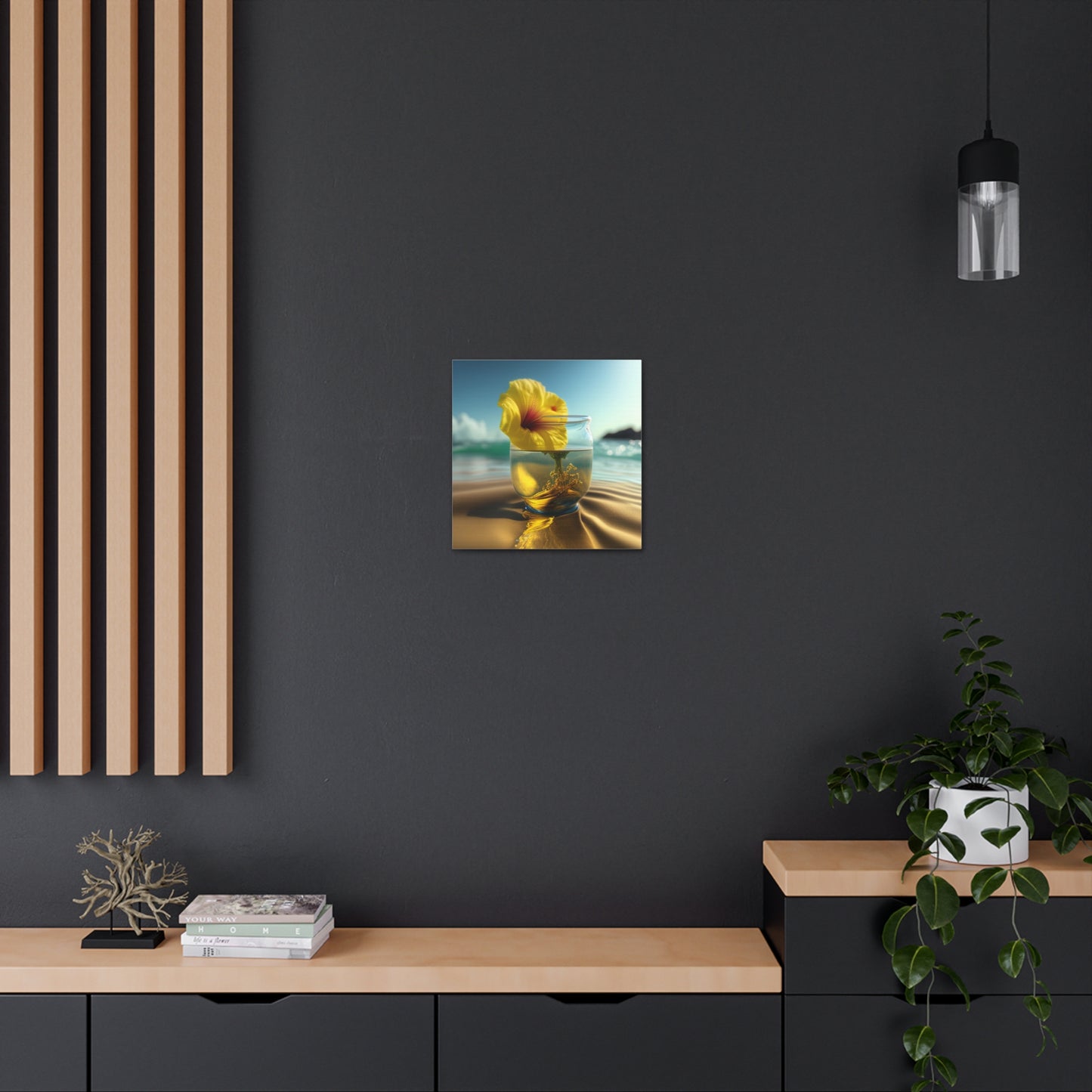 Canvas Gallery Wraps Yellow Hibiscus glass 1
