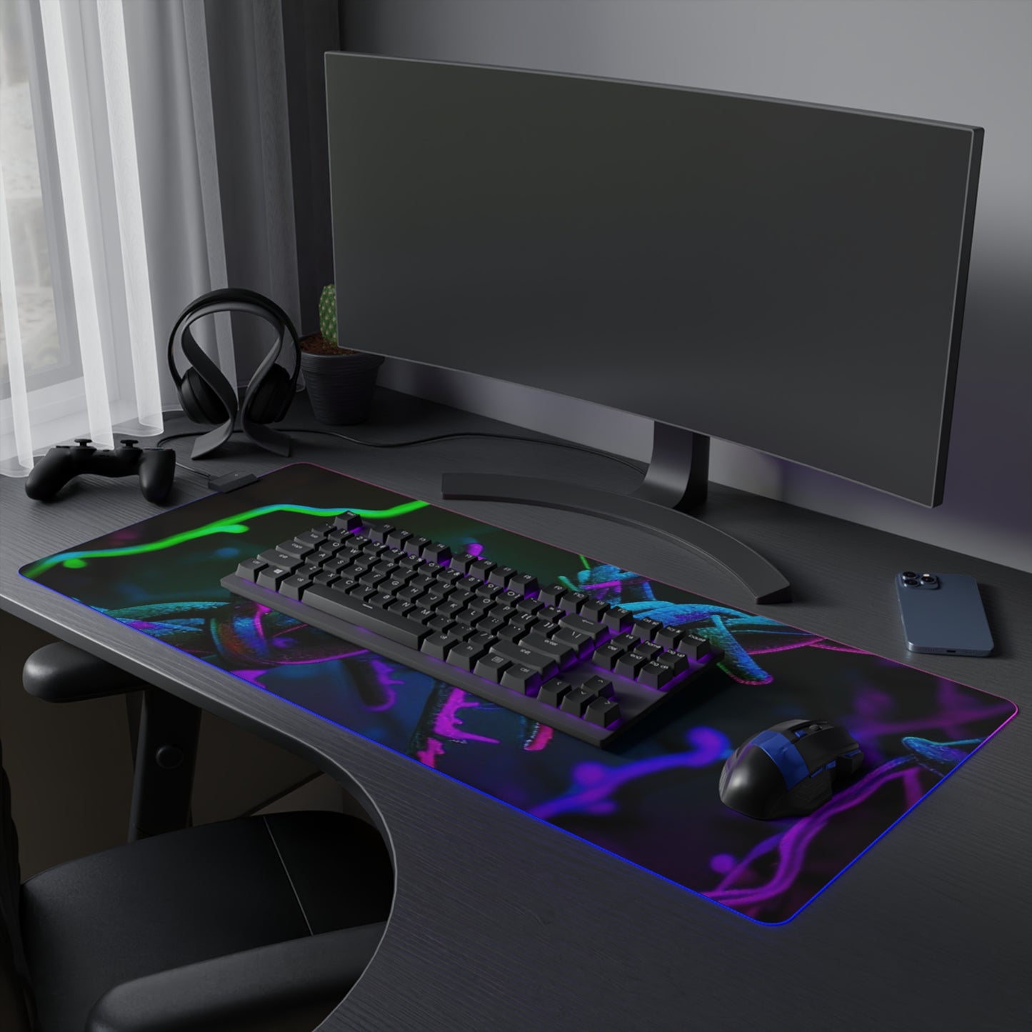 LED Gaming Mouse Pad Macro Neon Barbs 4