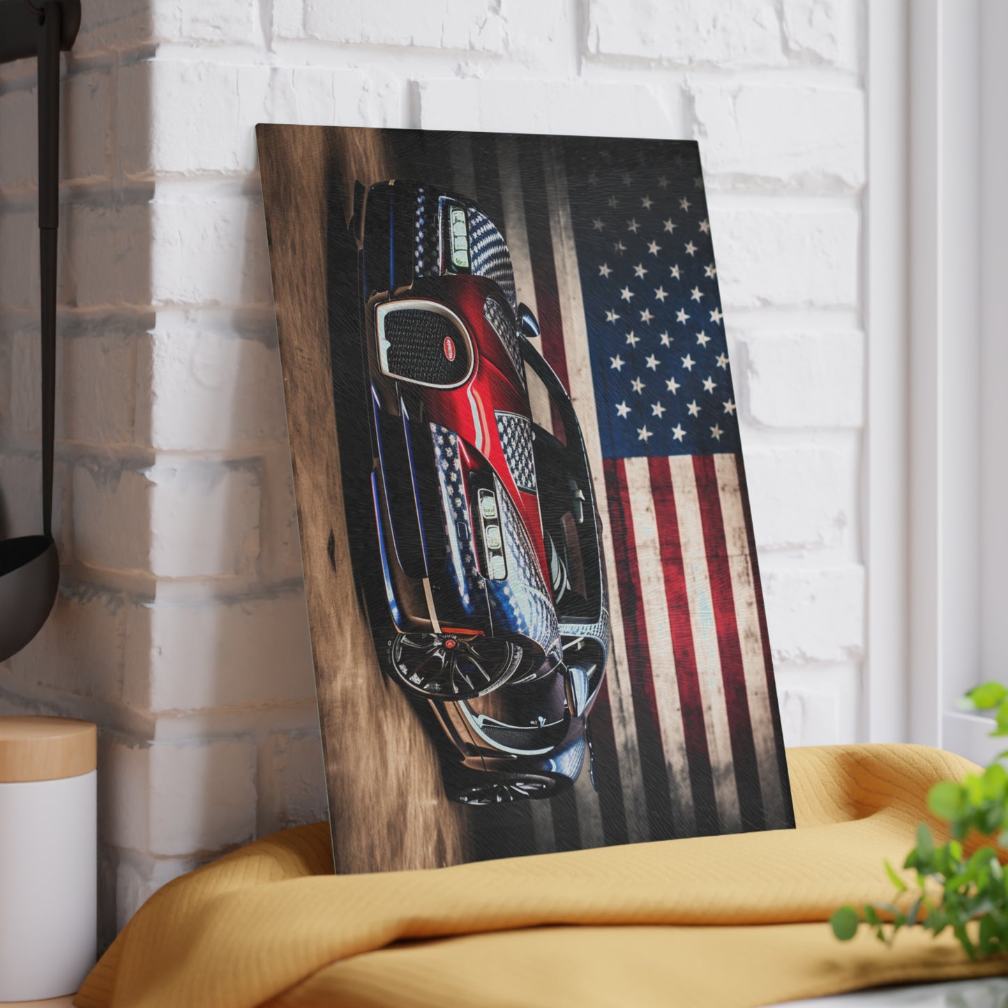 Glass Cutting Board Bugatti American Flag 1