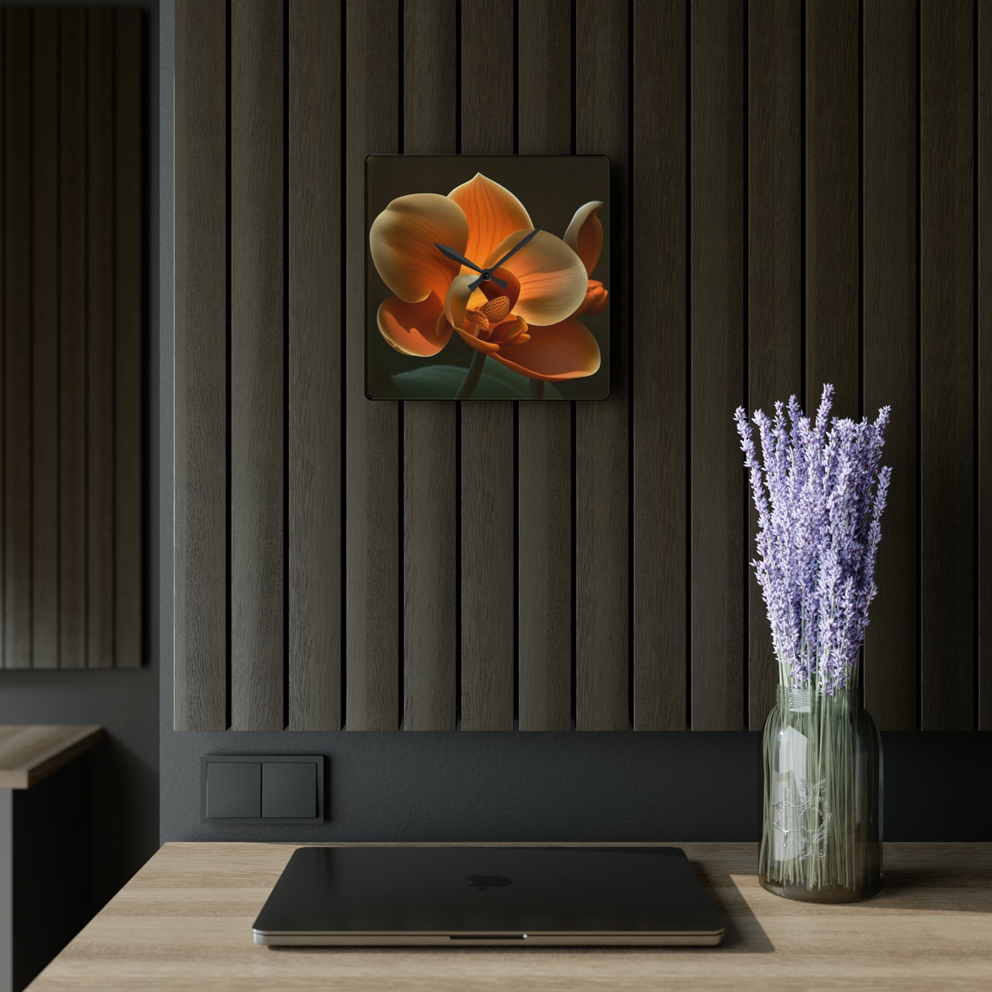 Acrylic Wall Clock Orange Orchid 4