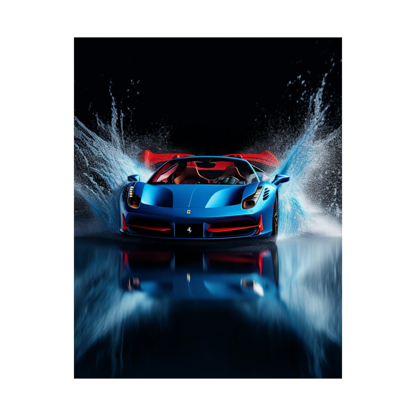 Premium Matte Vertical Posters Ferrari Water Splash 1