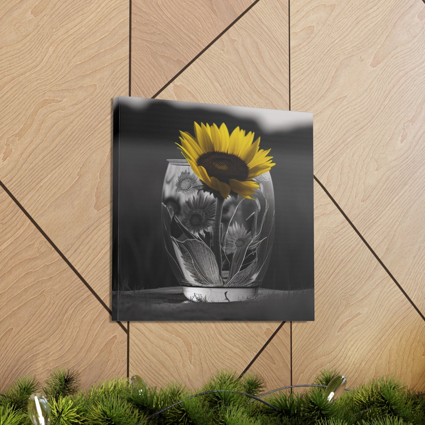 Canvas Gallery Wraps Yellw Sunflower in a vase 1