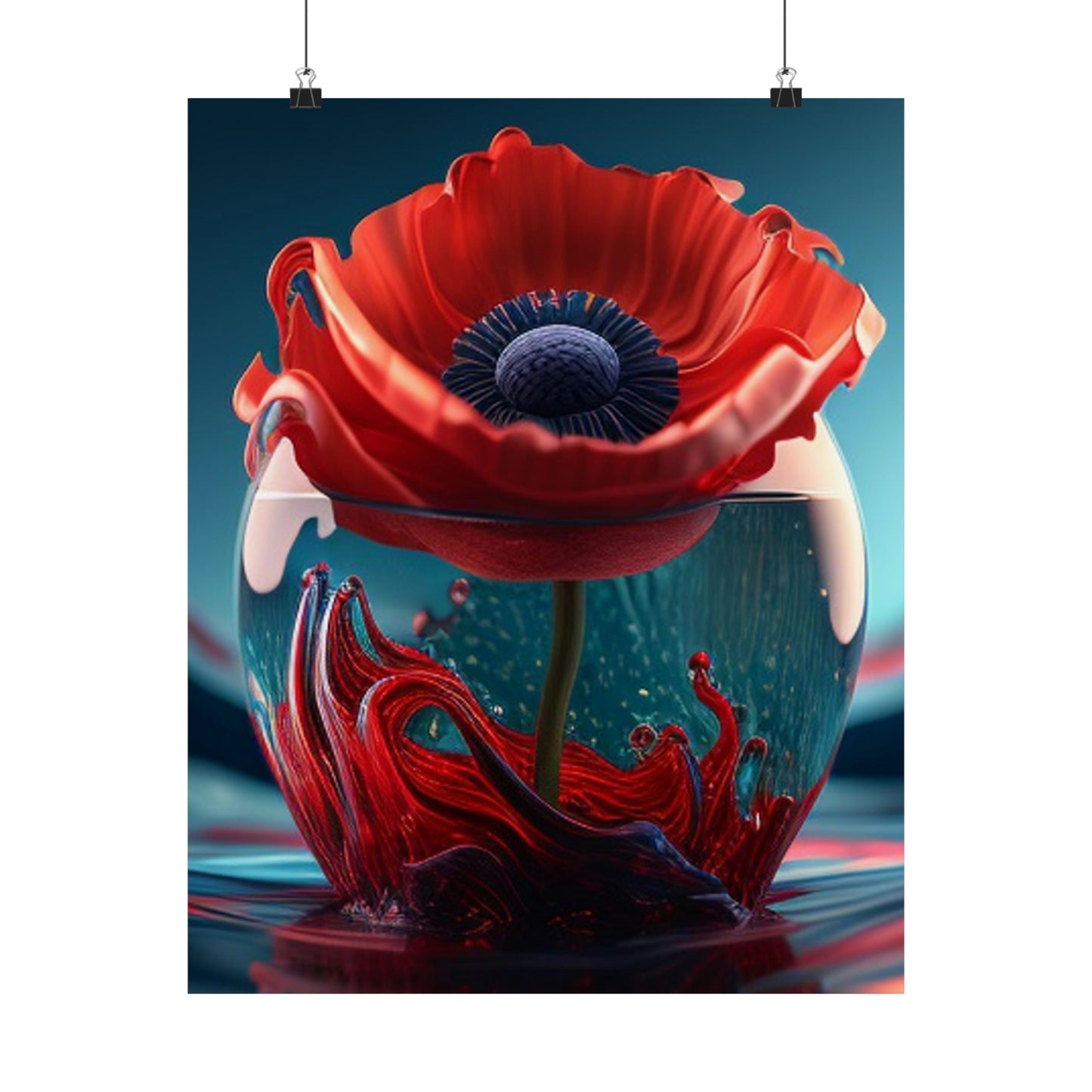 Premium Matte Vertical Posters Red Anemone in a Vase 2