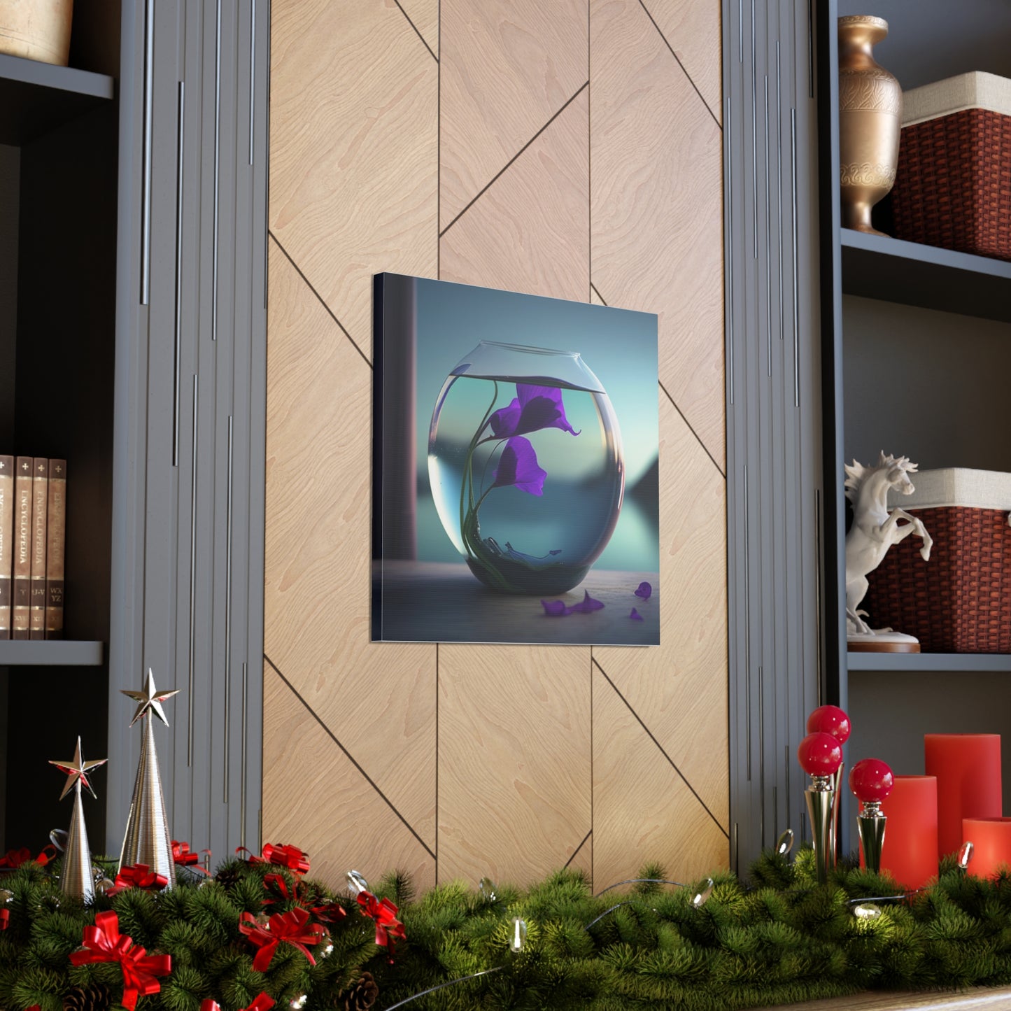 Canvas Gallery Wraps Purple Sweet pea in a vase 2