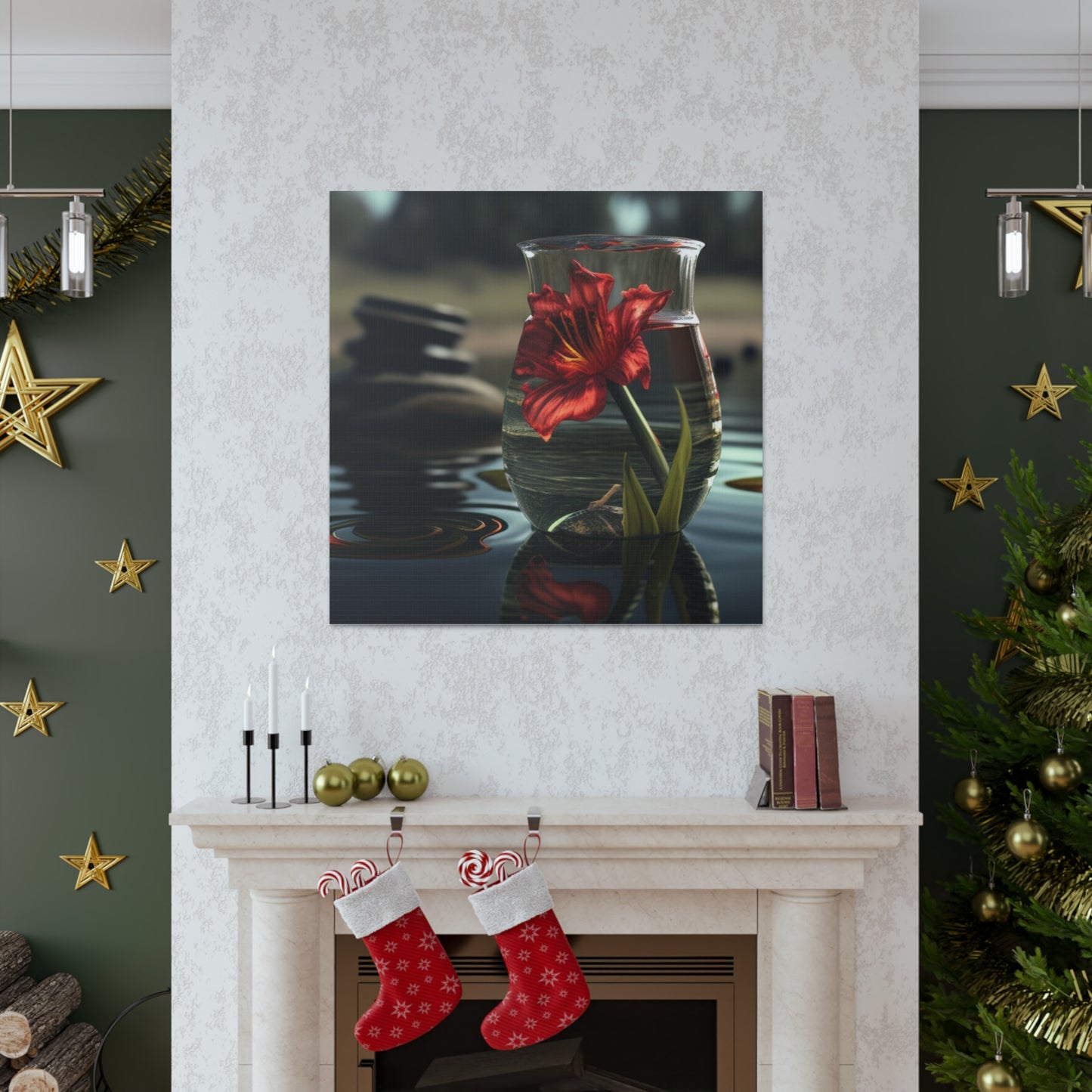 Canvas Gallery Wraps Red Lily in a Glass vase 4