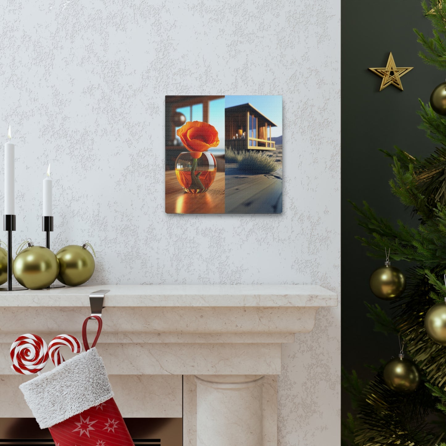 Canvas Gallery Wraps Poppy in a Glass Vase 3