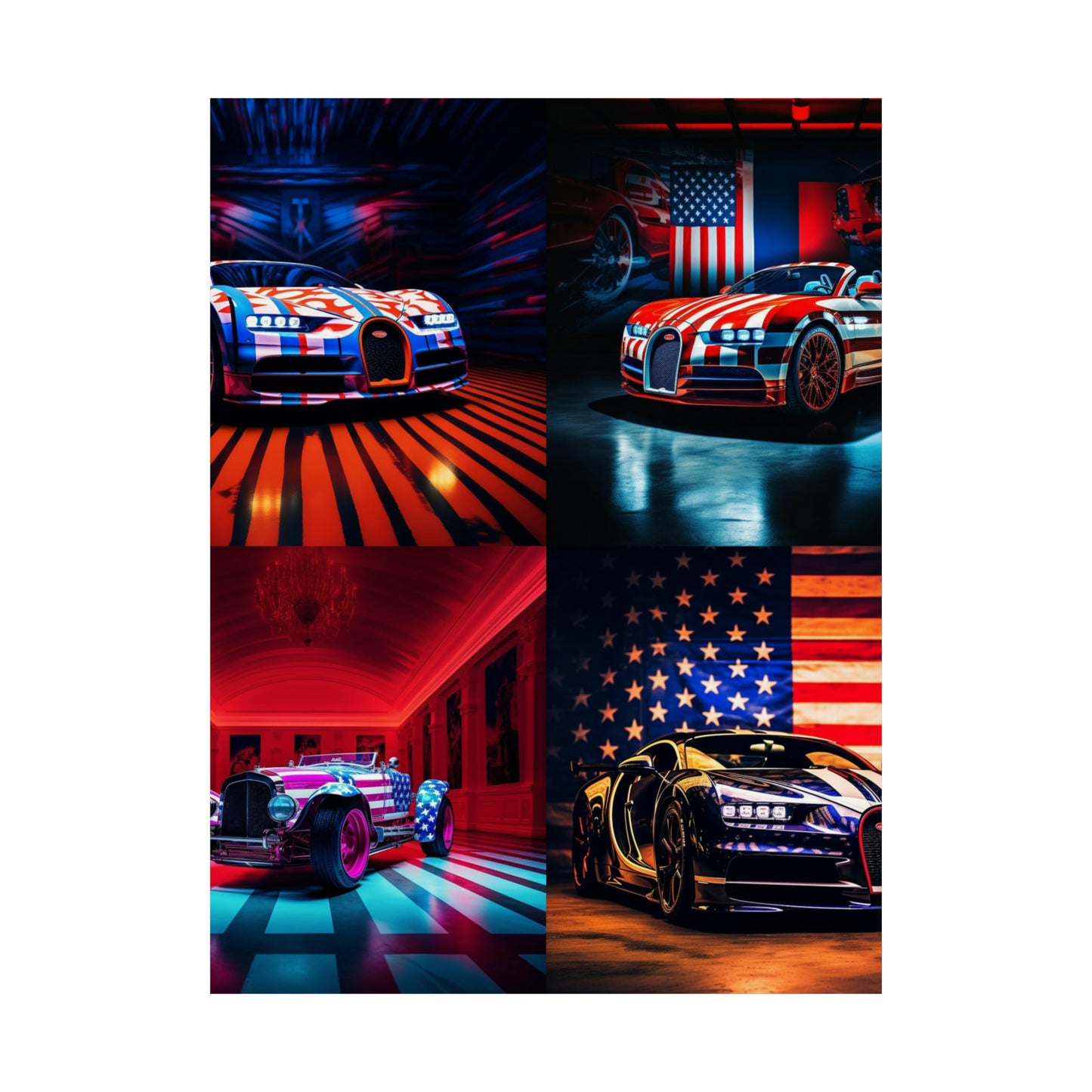 Premium Matte Vertical Posters Macro Bugatti American Flag 5