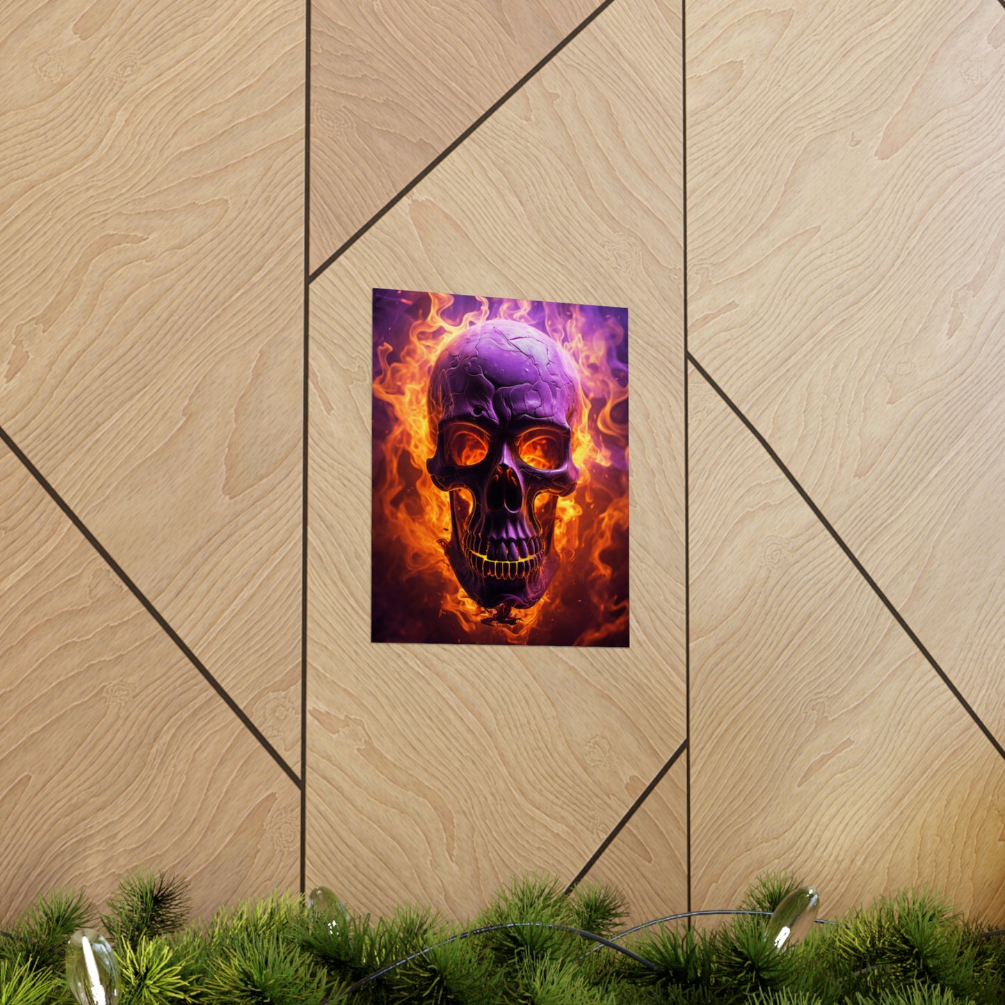 Premium Matte Vertical Posters Skull Flames 3