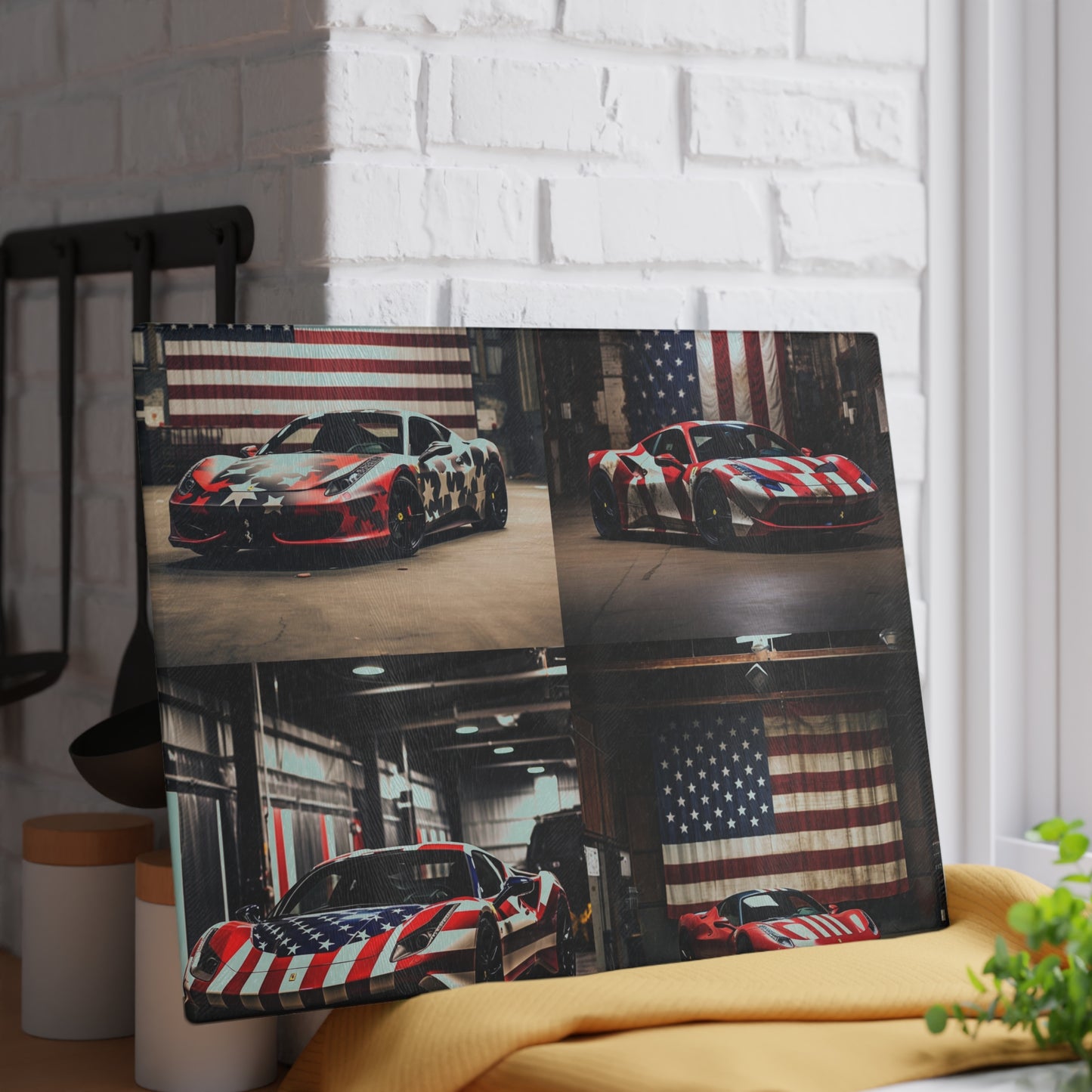 Glass Cutting Board American Flag Farrari 5