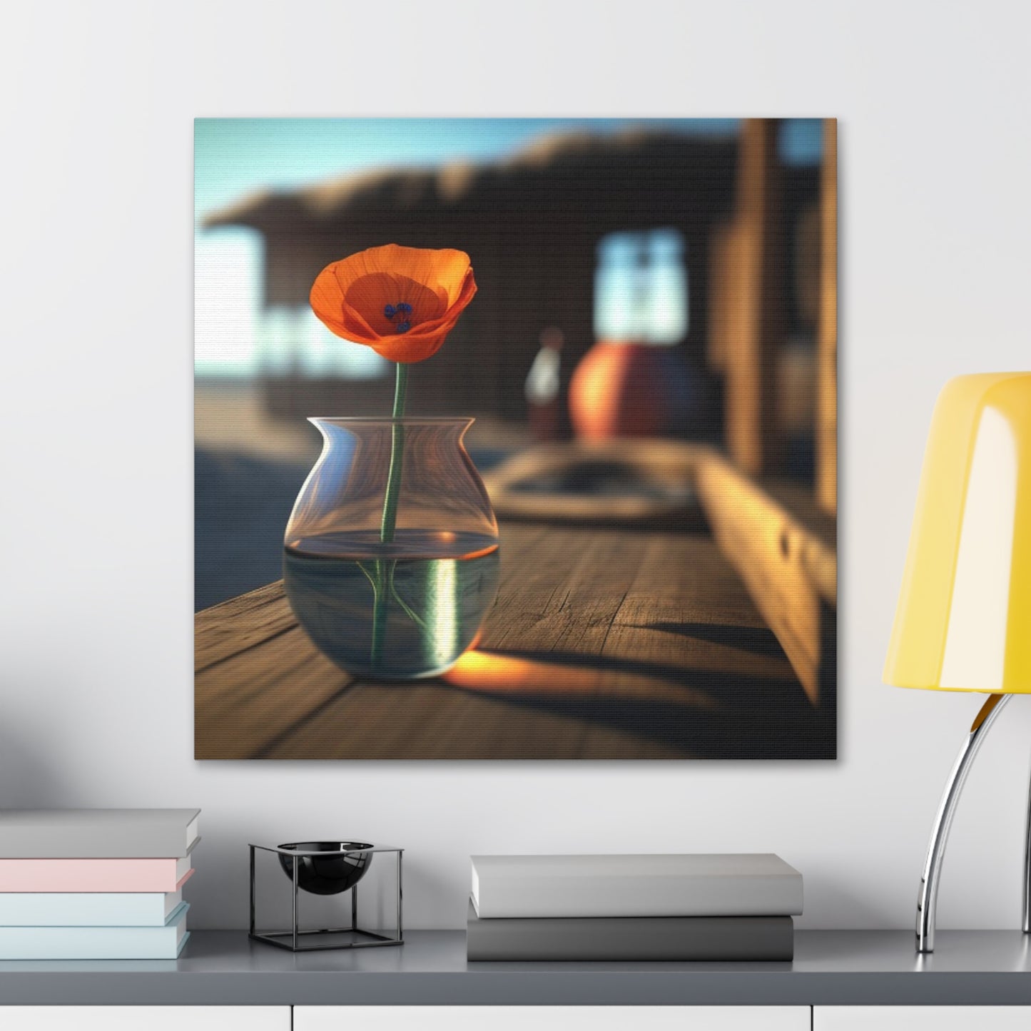 Canvas Gallery Wraps Poppy in a Glass Vase 2