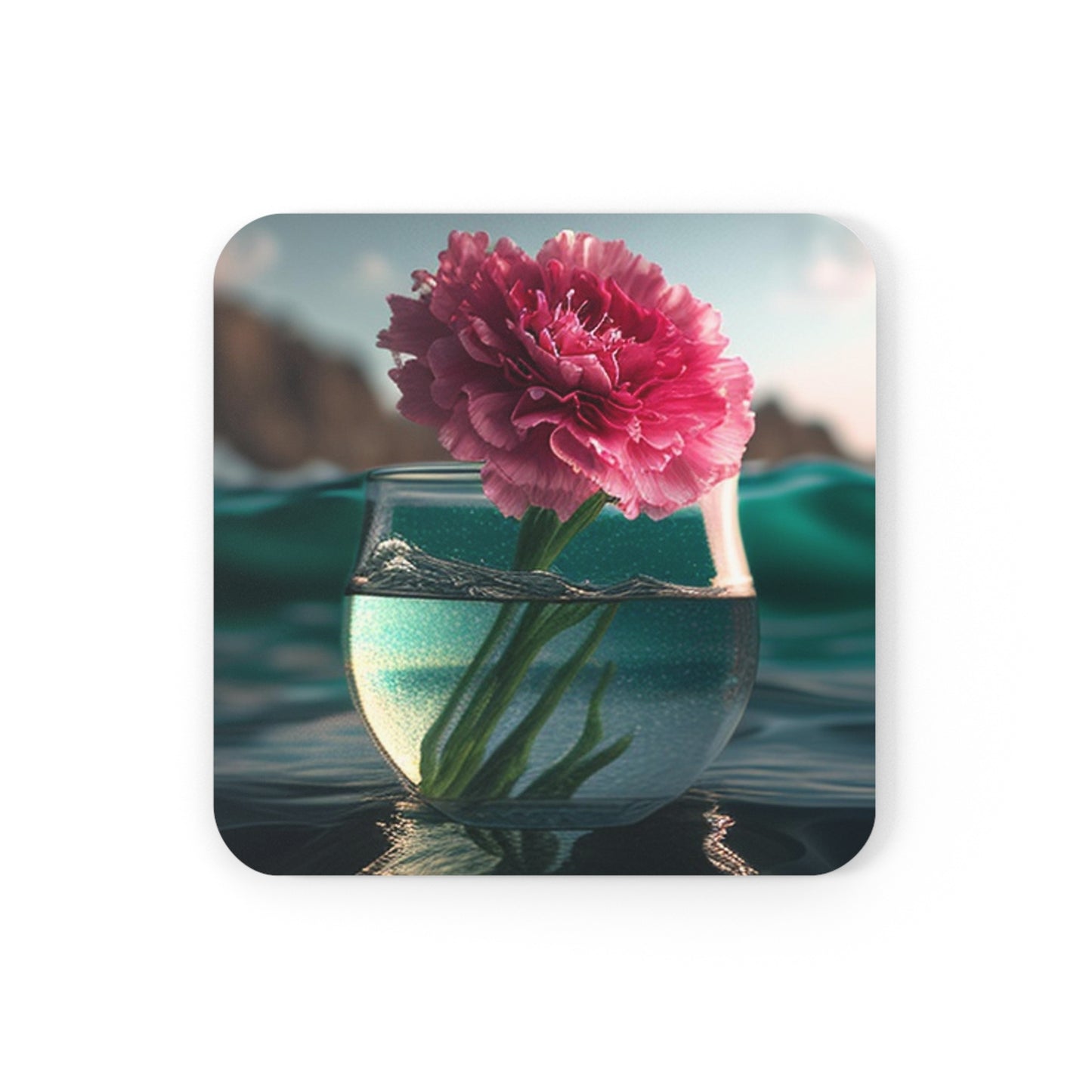 Corkwood Coaster Set Carnation 1