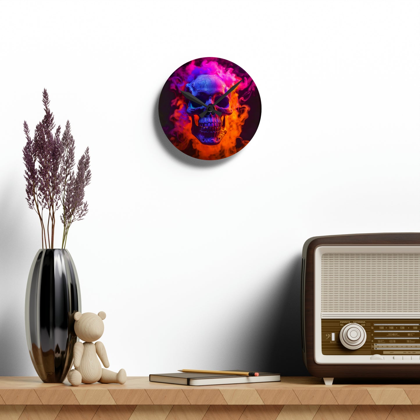 Acrylic Wall Clock Macro Skull 4