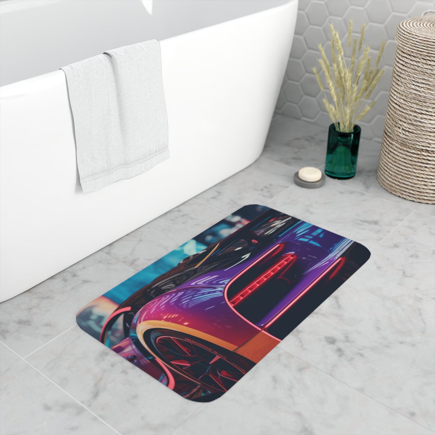 Memory Foam Bath Mat Hyper Bugatti Neon Chiron 3