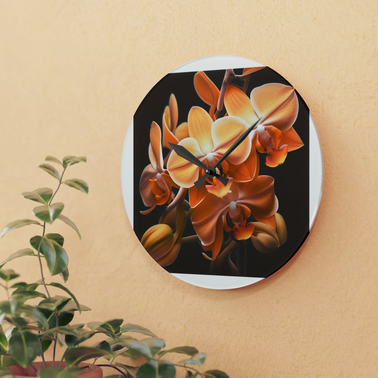 Acrylic Wall Clock orchid pedals 1