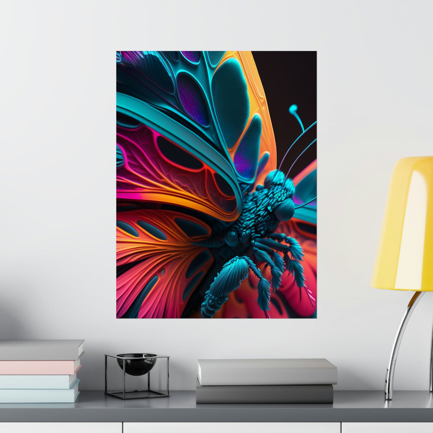 Premium Matte Vertical Posters Neon Butterfly Macro 4