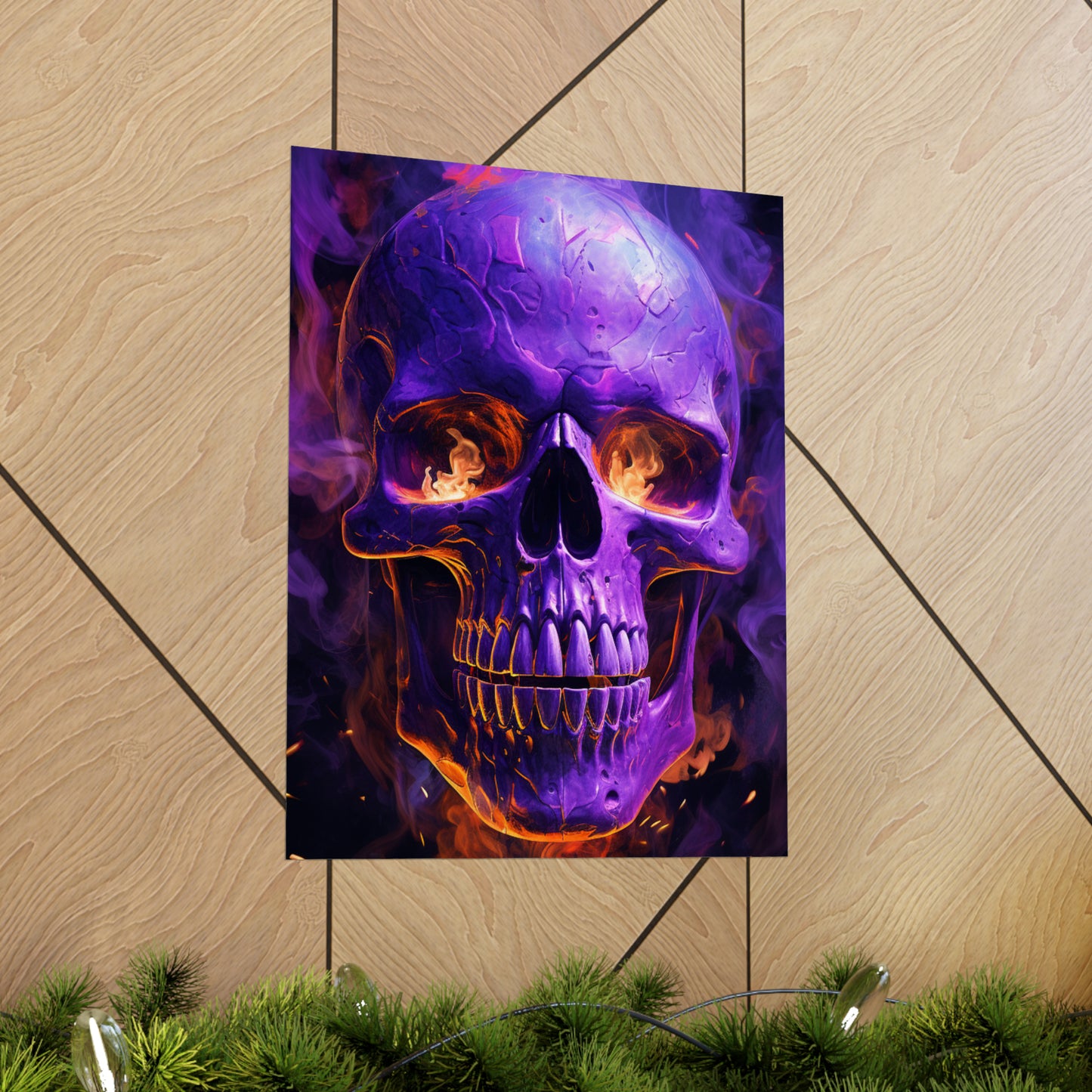 Premium Matte Vertical Posters Skull Flames 1