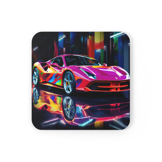 Corkwood Coaster Set Pink Macro Ferrari 1