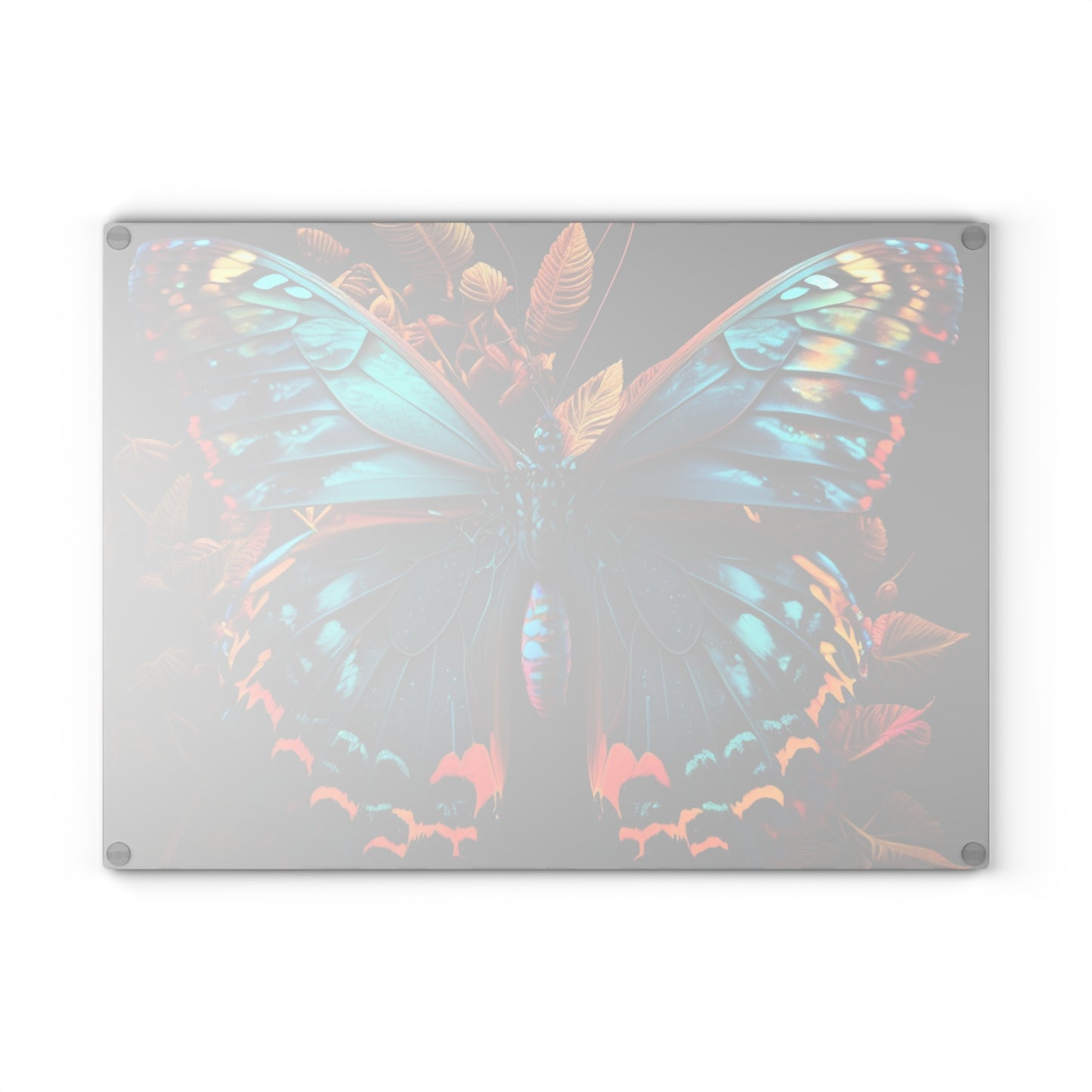 Glass Cutting Board Hue Neon Butterfly 1