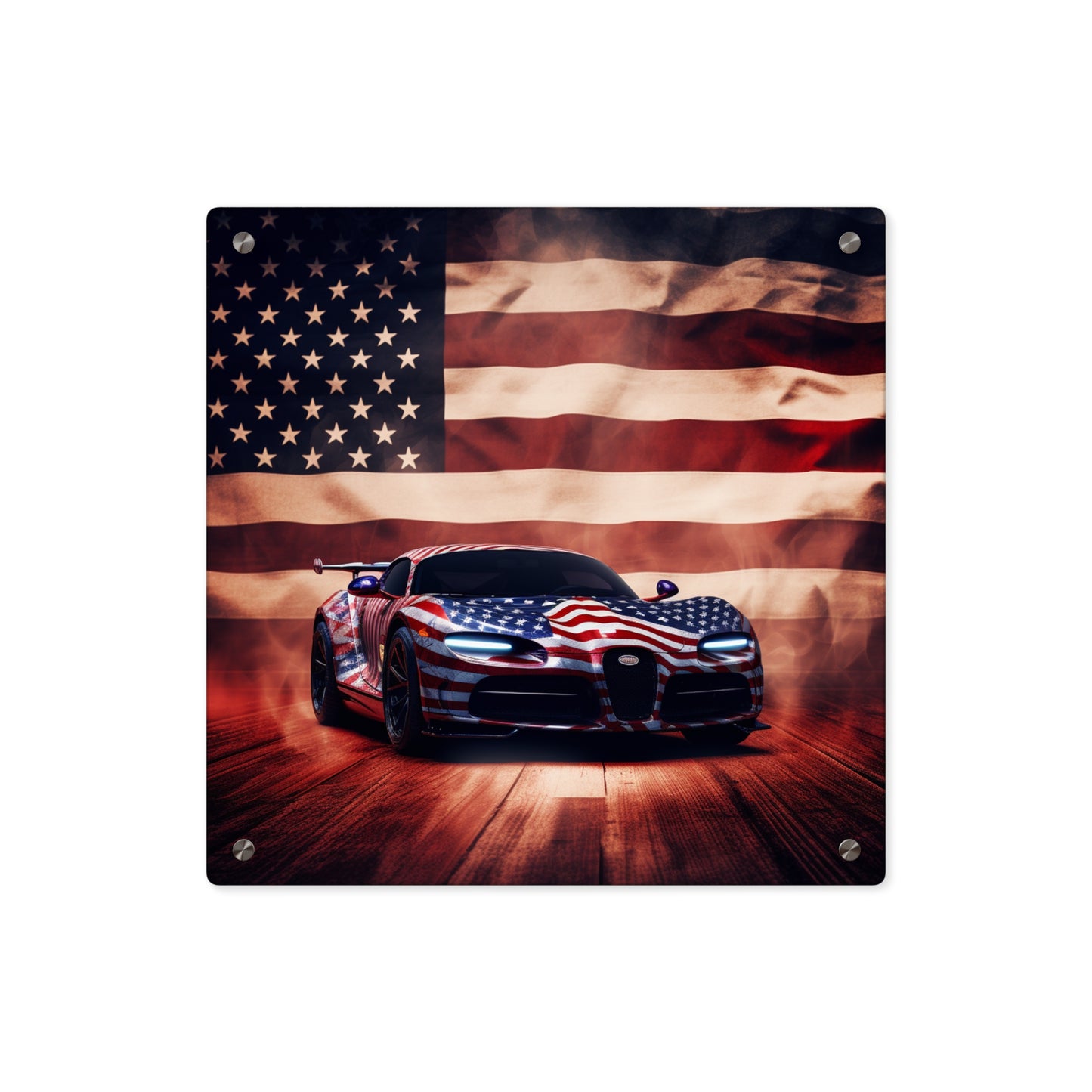 Acrylic Wall Art Panels Abstract American Flag Background Bugatti 2