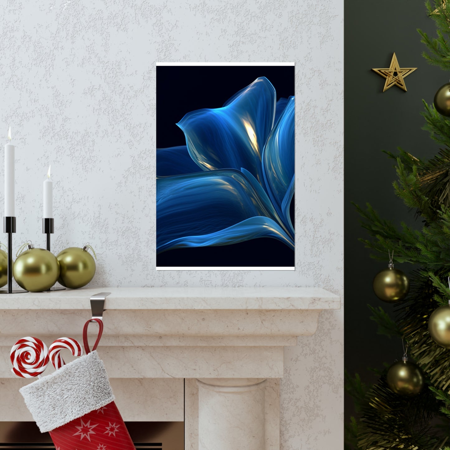 Premium Matte Vertical Posters Abstract Blue Tulip 1