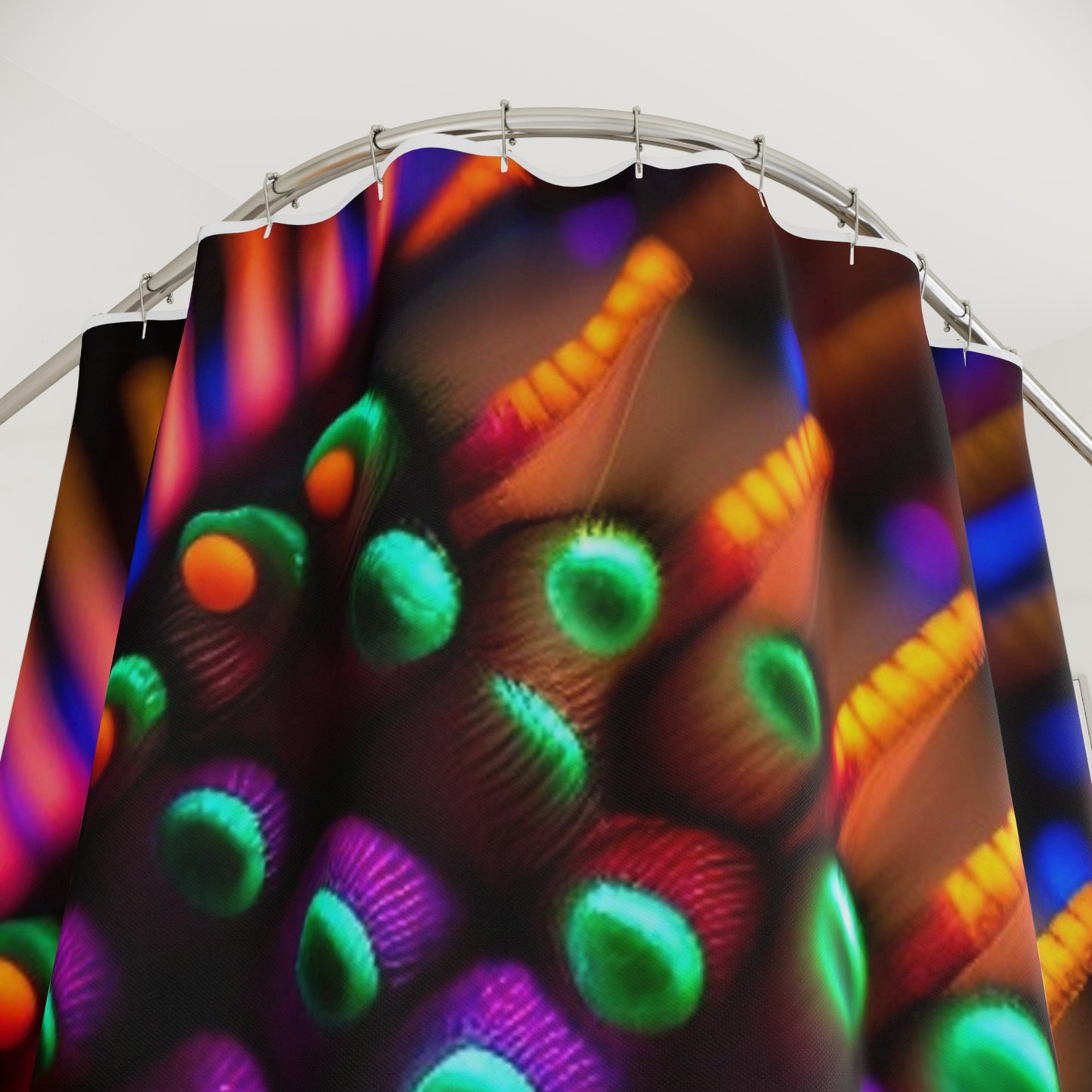 Polyester Shower CurtainMacro Cactus neon square 3