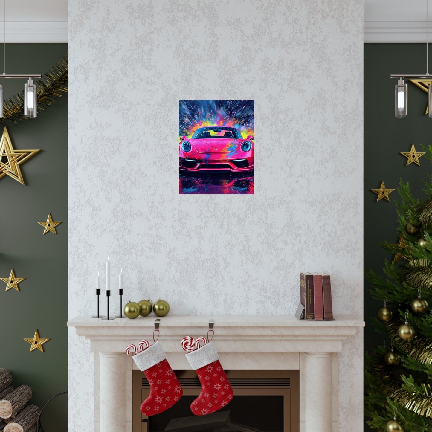 Premium Matte Vertical Posters Pink Porsche water fusion 3