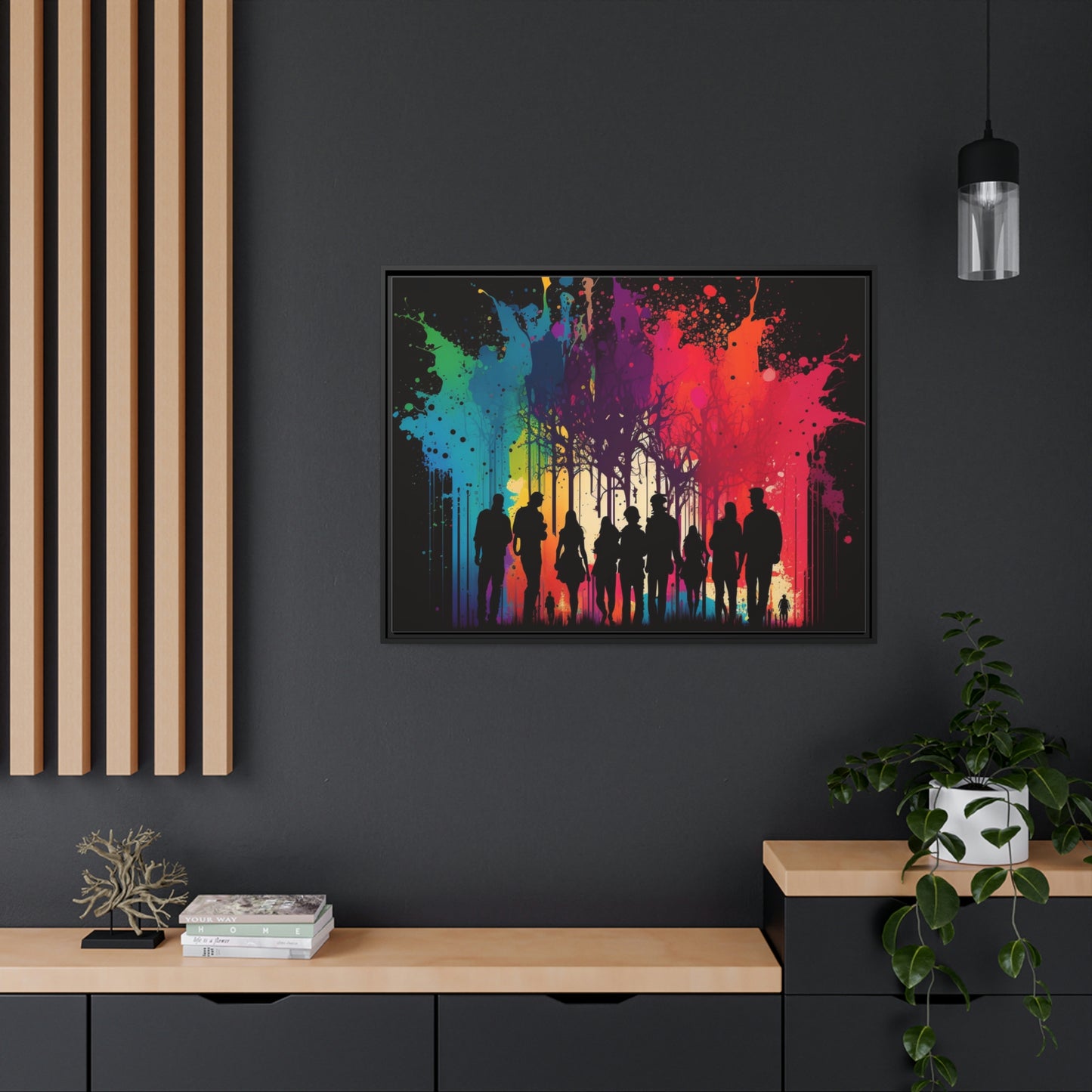 Matte Canvas, Black Frame Silhouettes Color Party 2